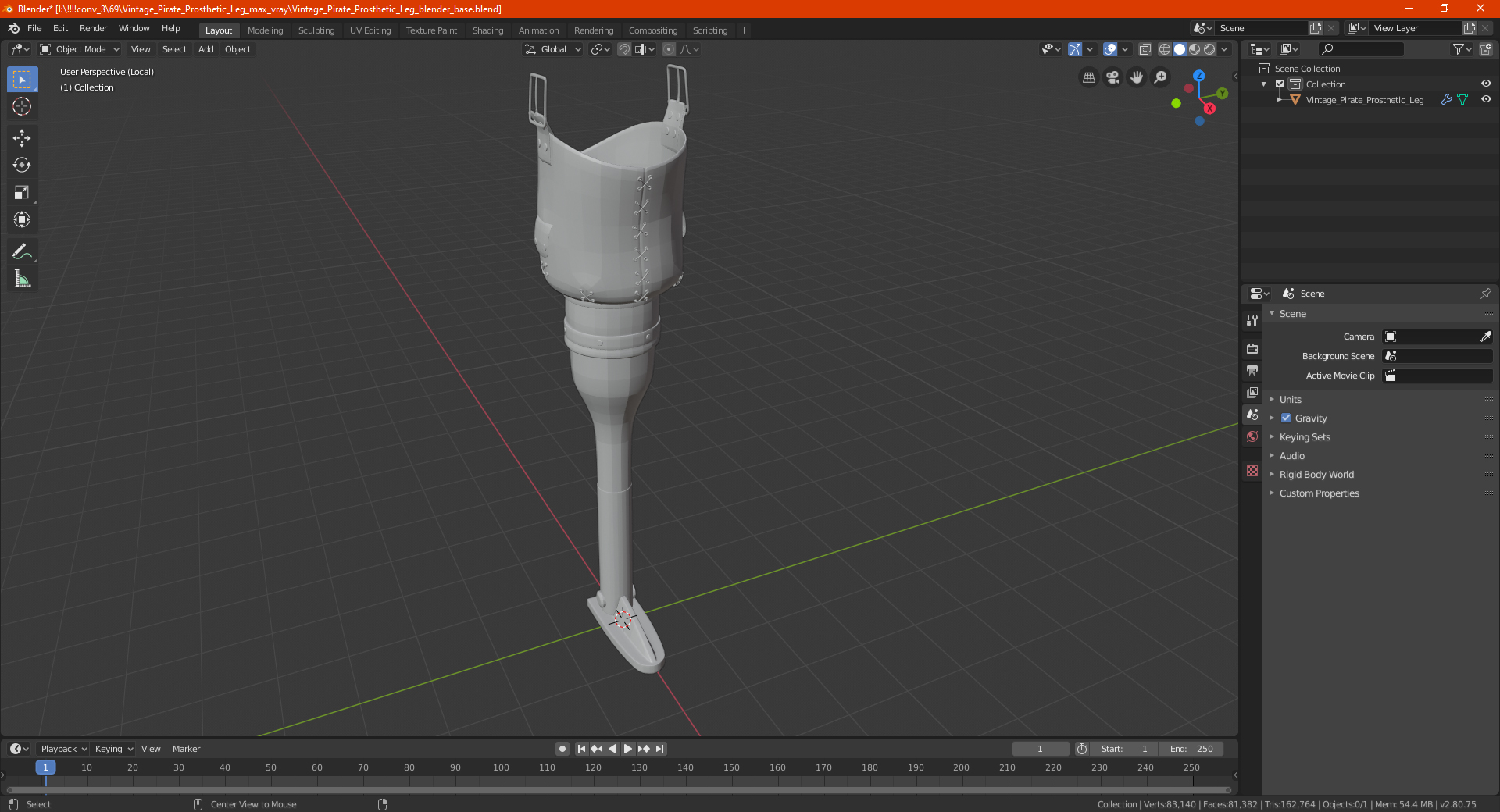 Vintage Pirate Prosthetic Leg 3D model