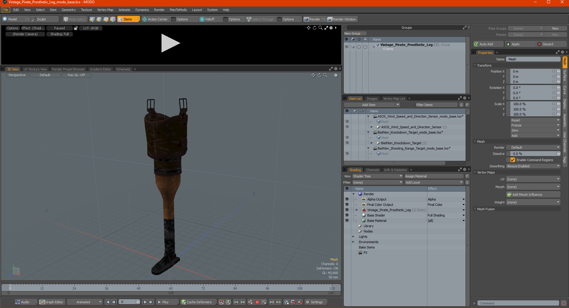 Vintage Pirate Prosthetic Leg 3D model