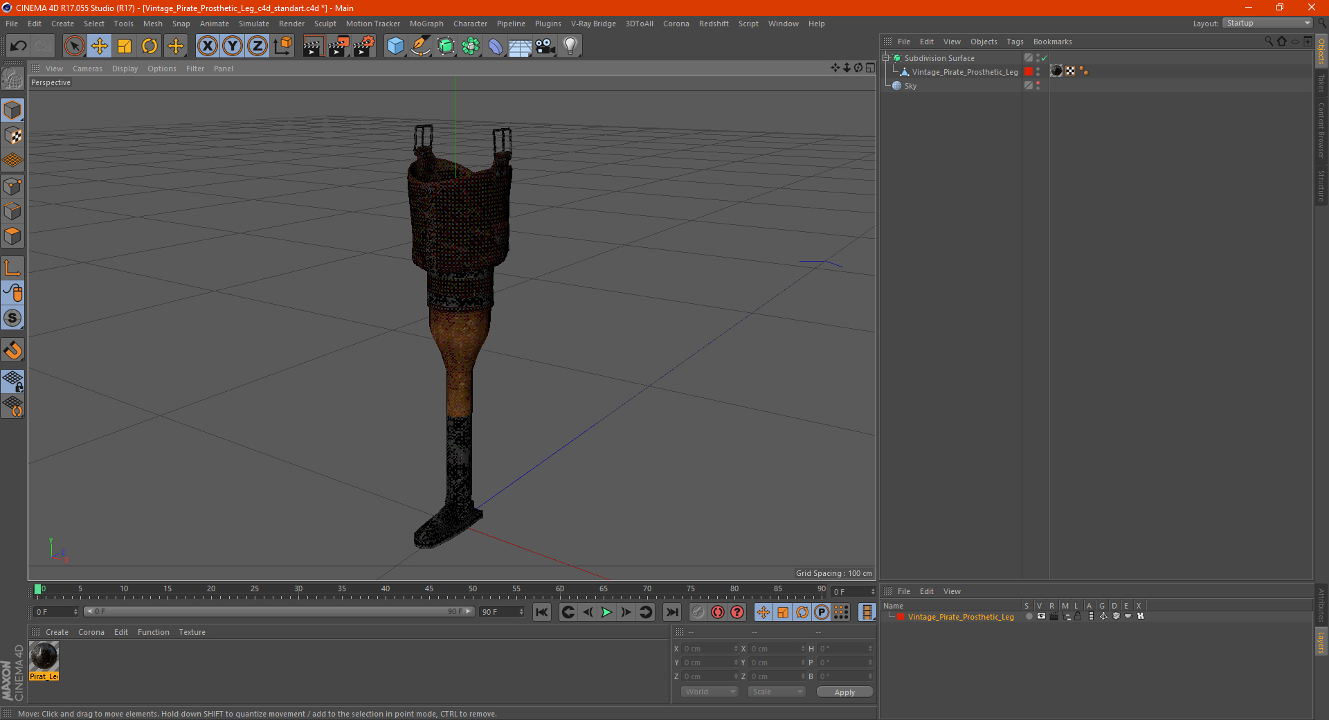 Vintage Pirate Prosthetic Leg 3D model