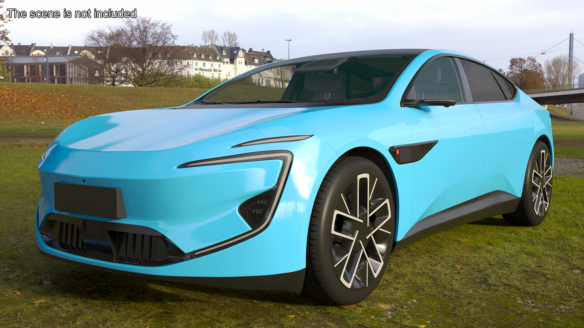 3D model Generic Luxury Electric Sedan Blue Color