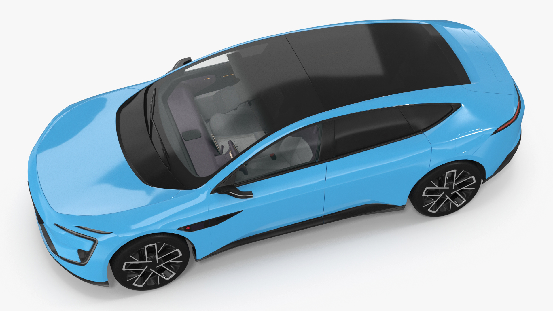 3D model Generic Luxury Electric Sedan Blue Color