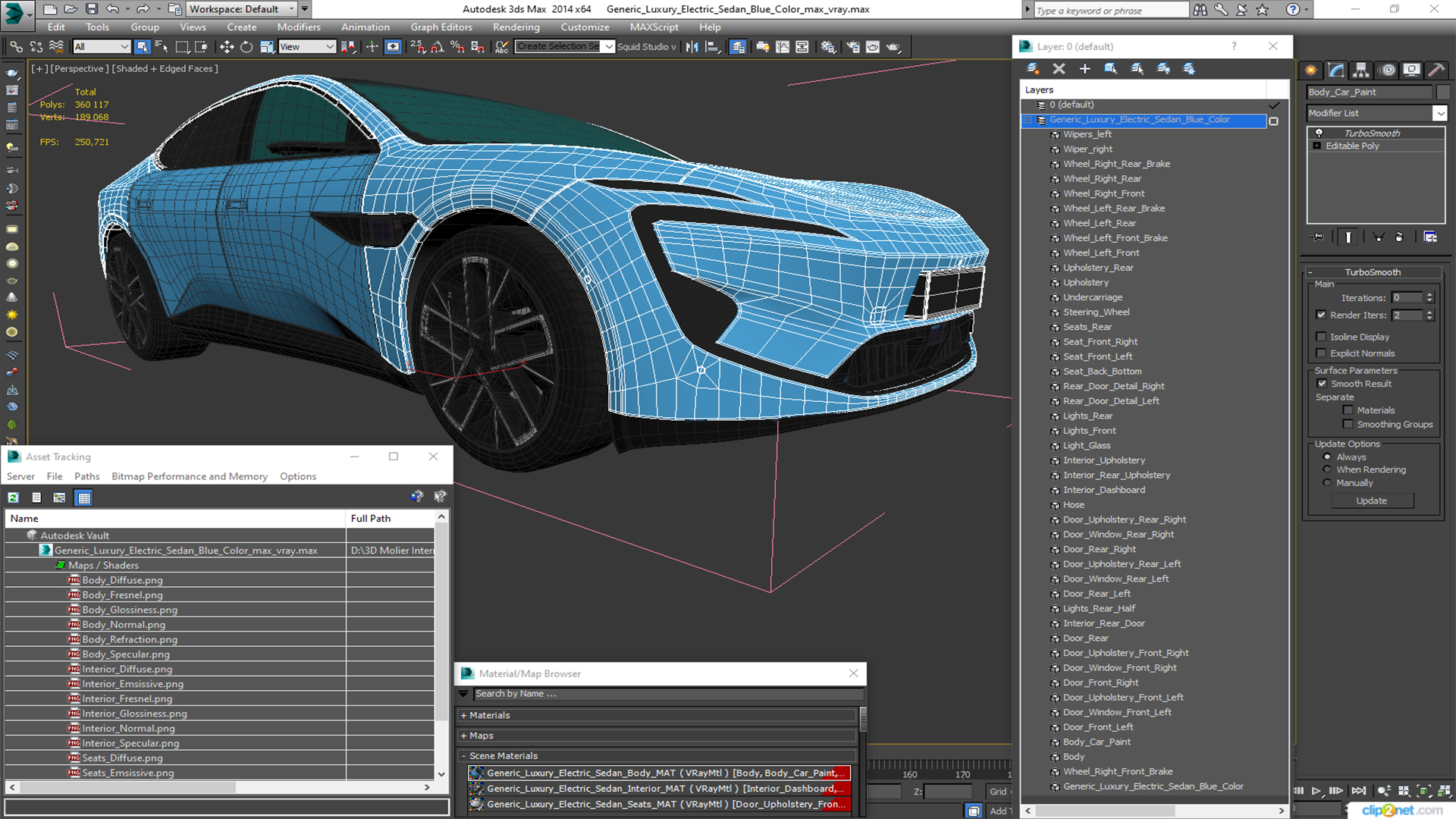 3D model Generic Luxury Electric Sedan Blue Color