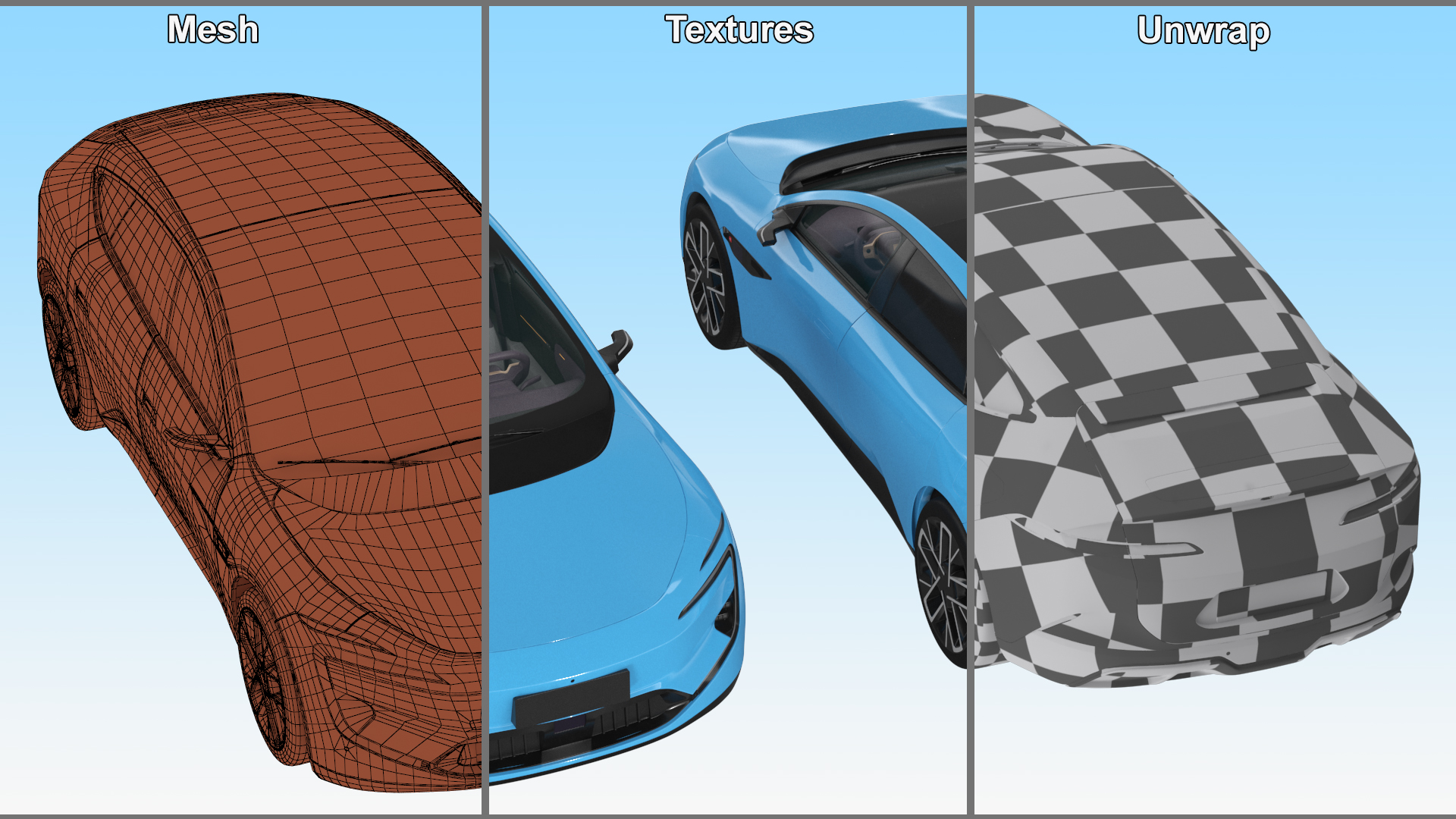 3D model Generic Luxury Electric Sedan Blue Color