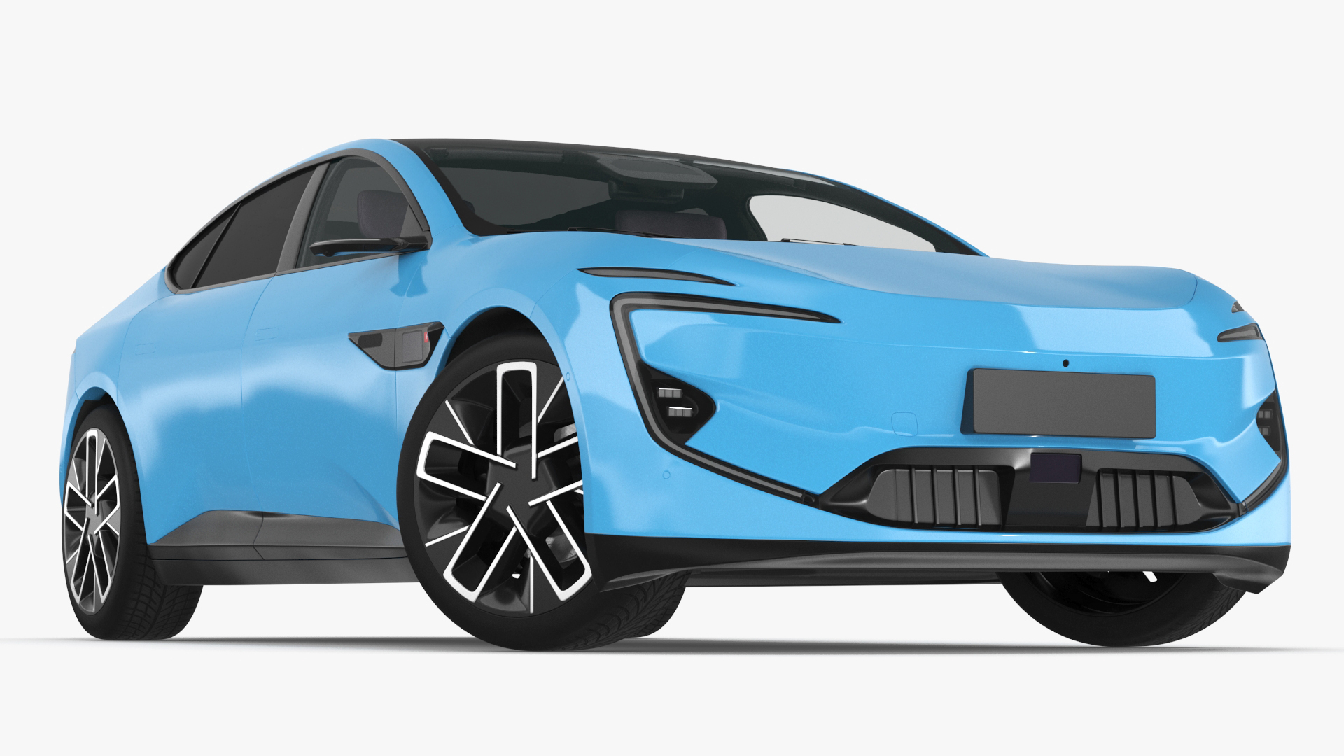 3D model Generic Luxury Electric Sedan Blue Color