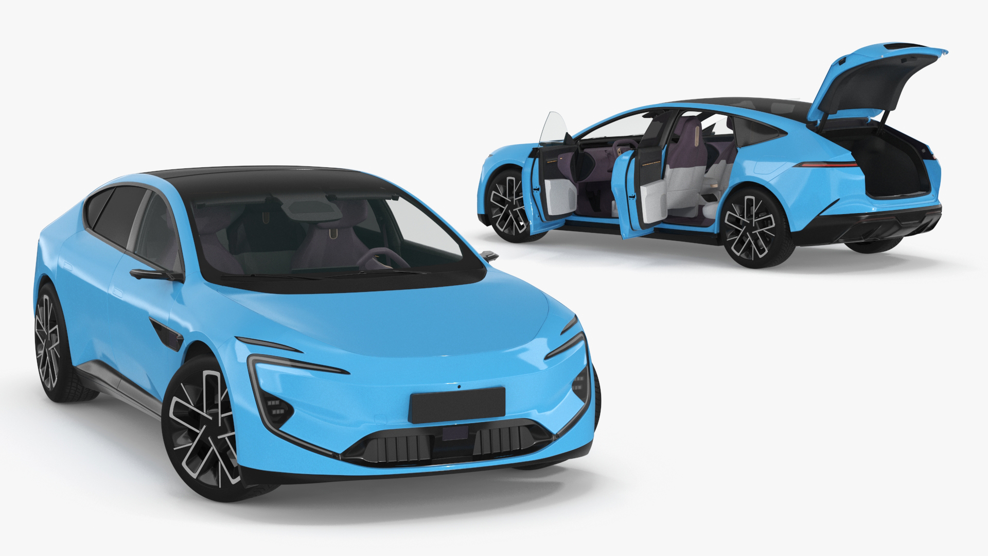 3D model Generic Luxury Electric Sedan Blue Color