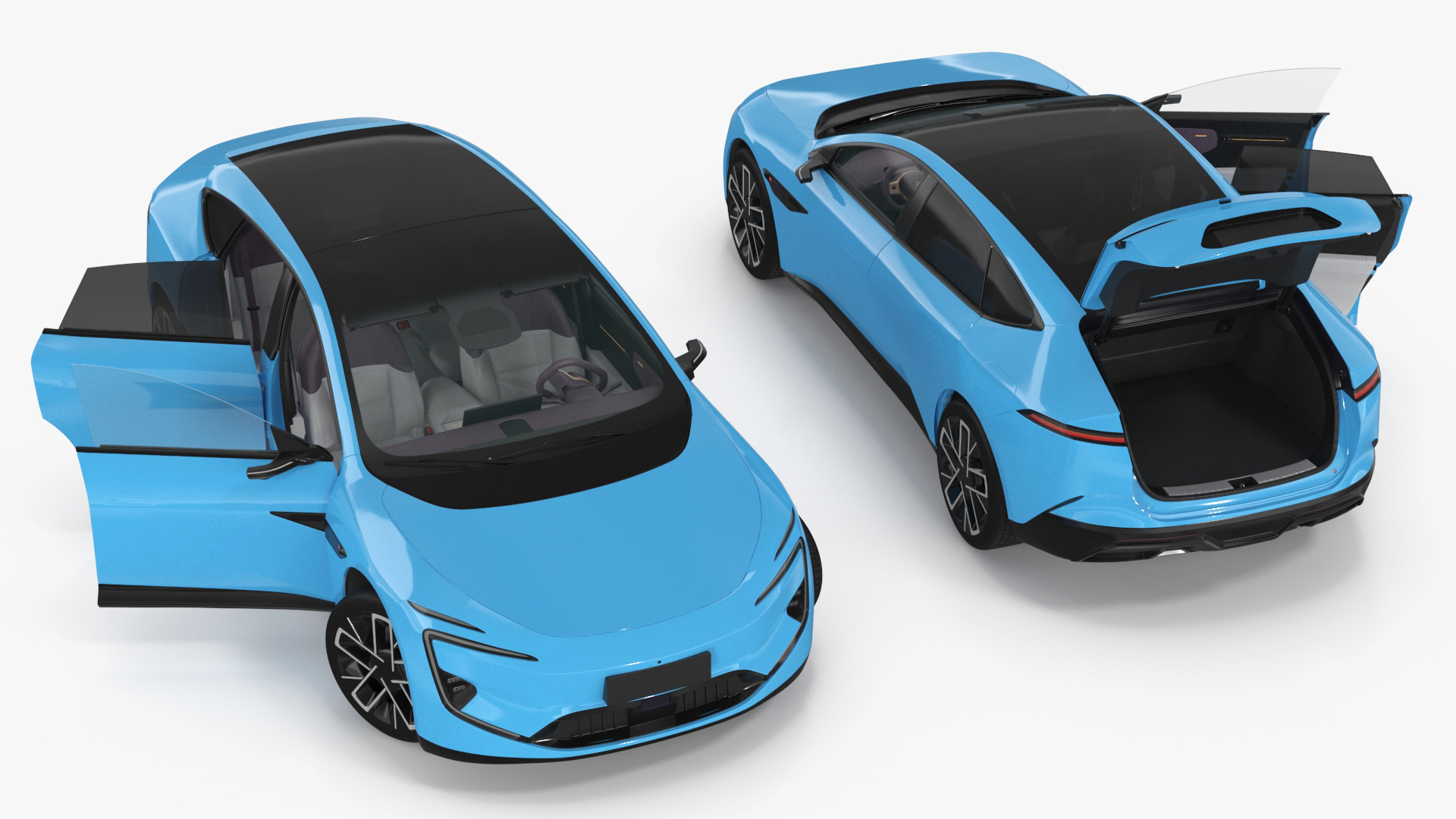 3D model Generic Luxury Electric Sedan Blue Color