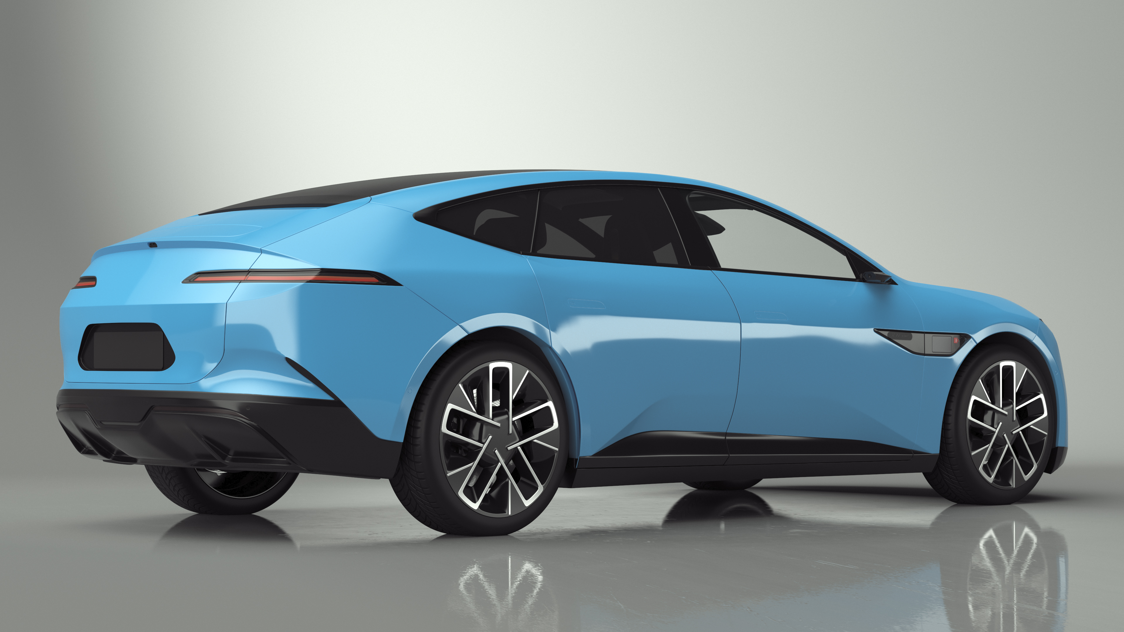 3D model Generic Luxury Electric Sedan Blue Color