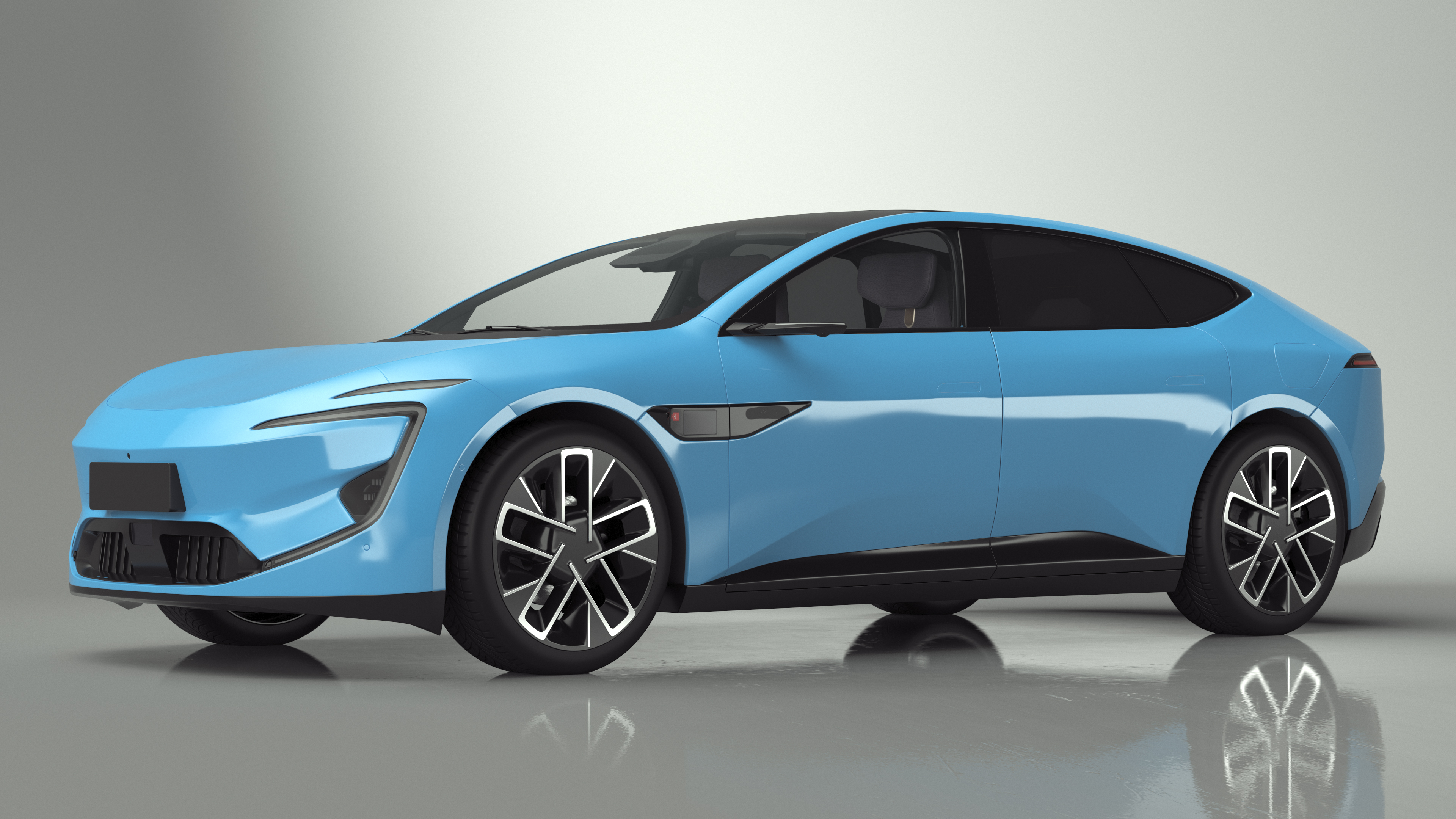 3D model Generic Luxury Electric Sedan Blue Color