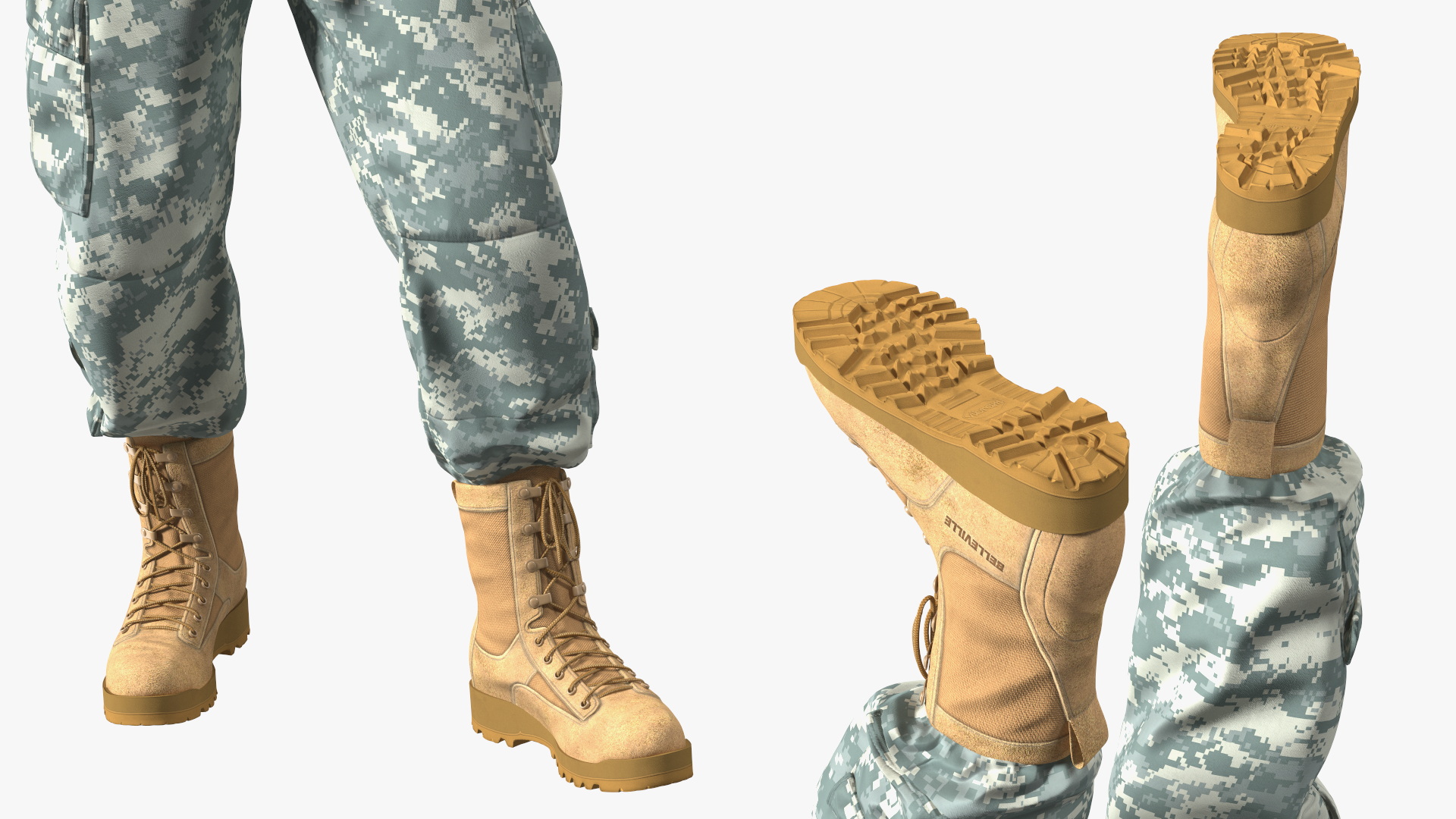 3D Soldier in Night Vision Goggles Grey Camo Walking Fur model