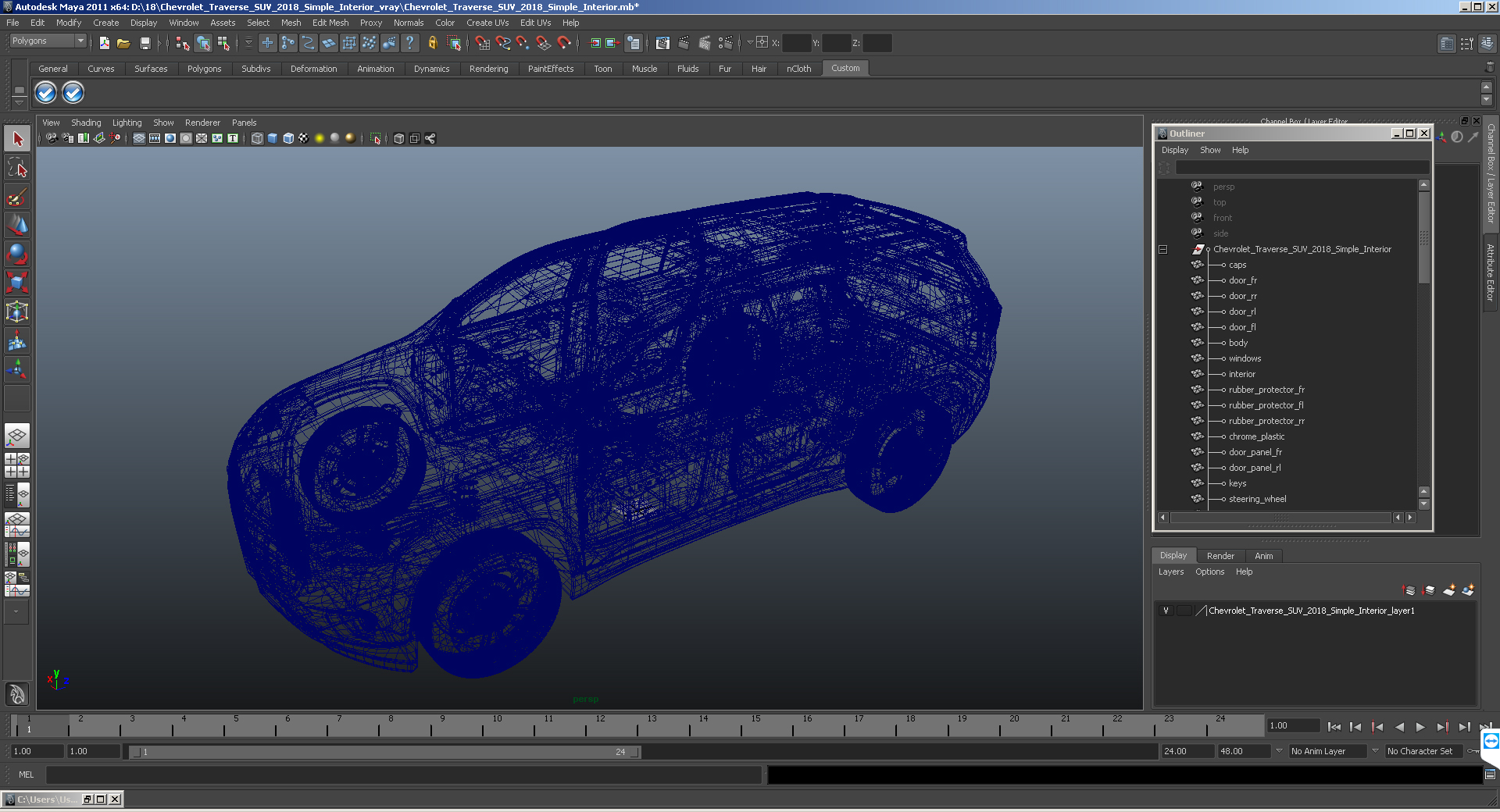 3D Chevrolet Traverse SUV 2018 Simple Interior model