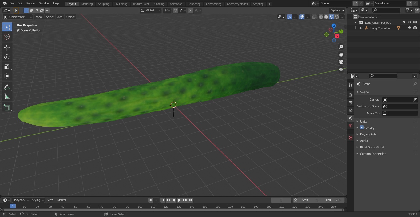 3D Long Cucumber model