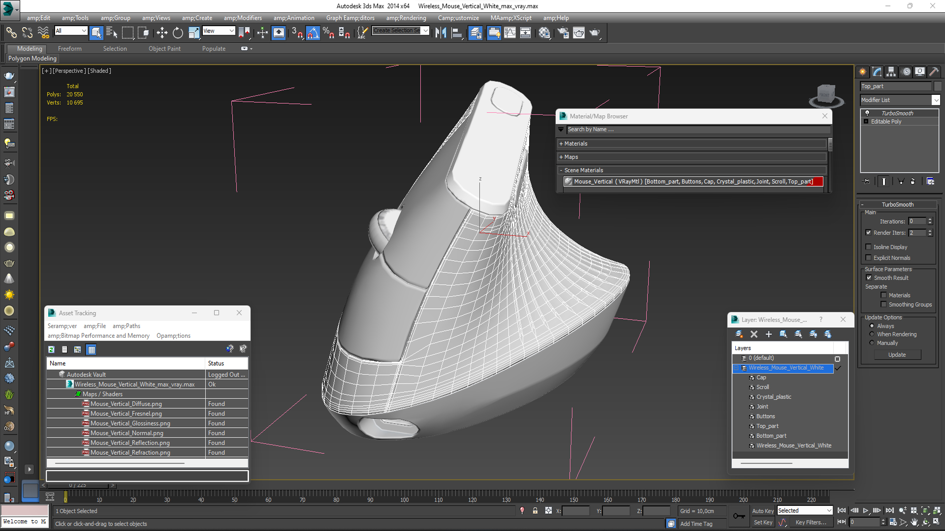 Wireless Mouse Vertical White 3D model