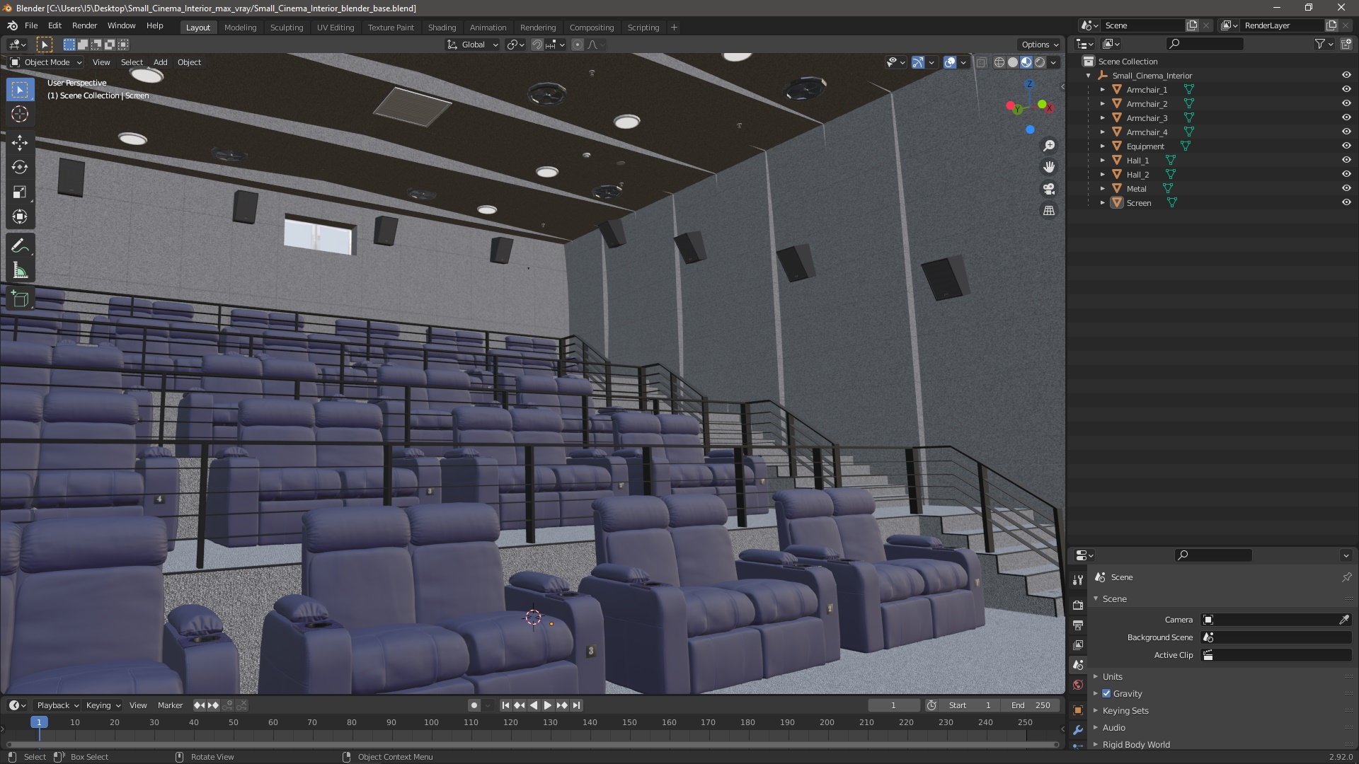 3D Small Cinema Interior
