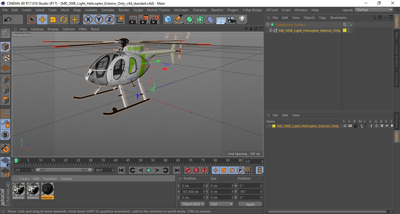 3D MD 500E Light Helicopter Exterior Only model