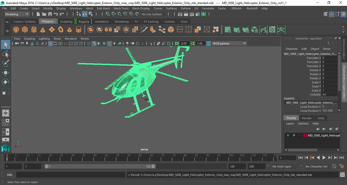 3D MD 500E Light Helicopter Exterior Only model
