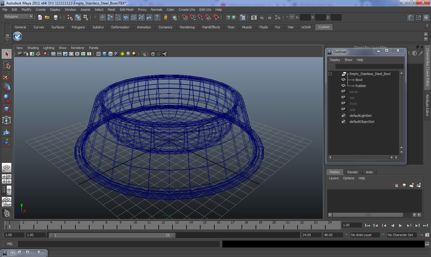 3D Empty Stainless Steel Bowl
