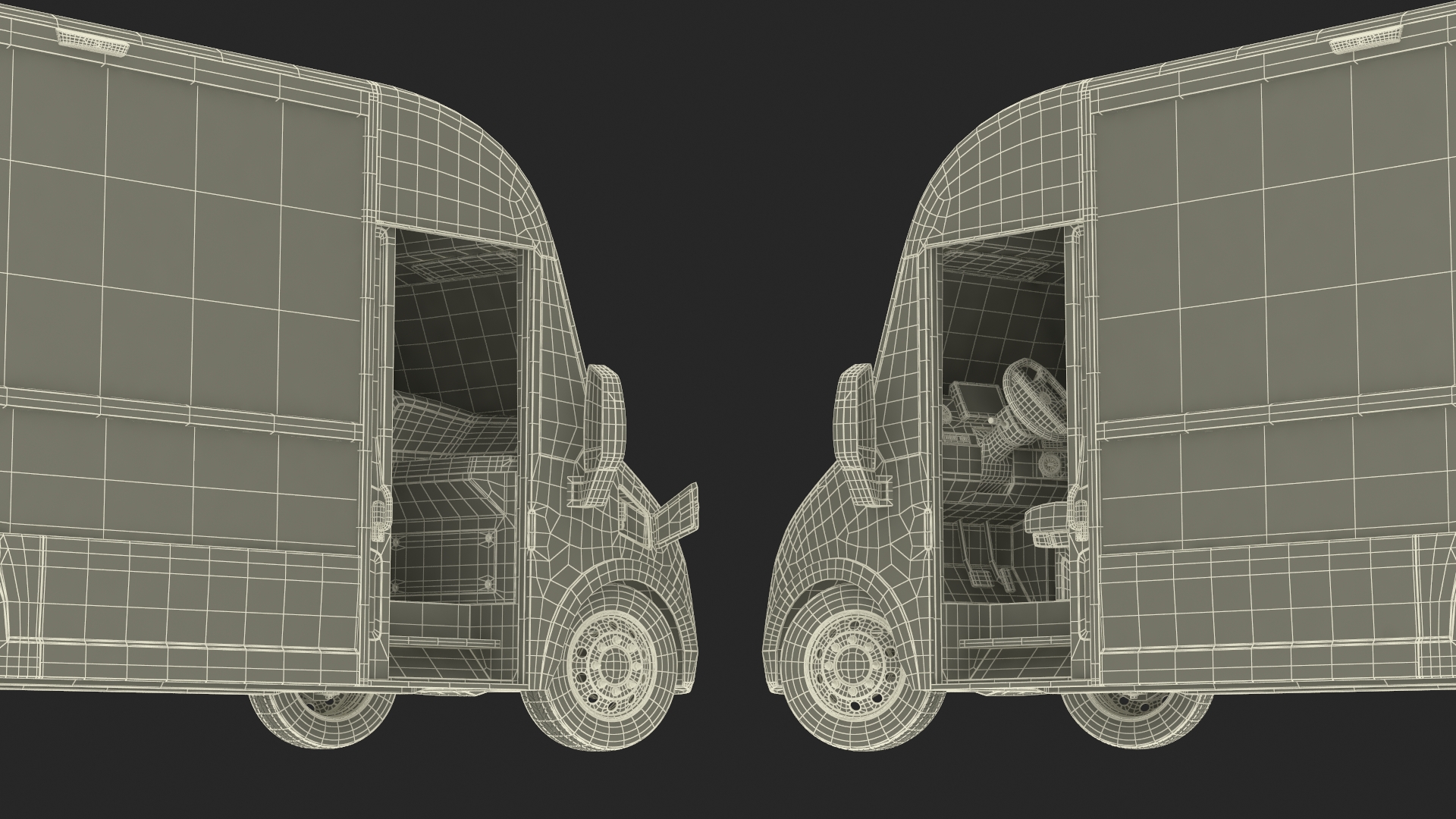 3D Urban Delivery Truck Rigged for Cinema 4D