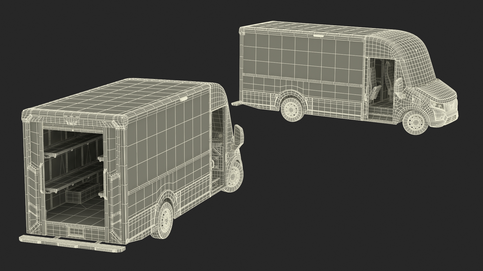 3D Urban Delivery Truck Rigged for Cinema 4D