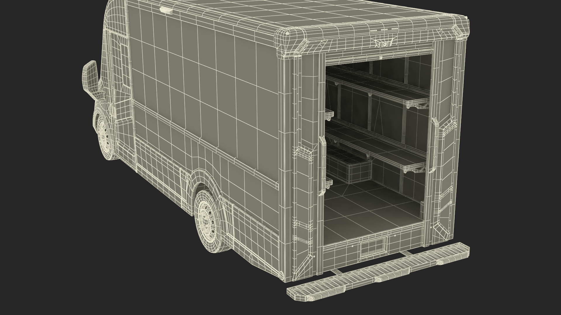 3D Urban Delivery Truck Rigged for Cinema 4D