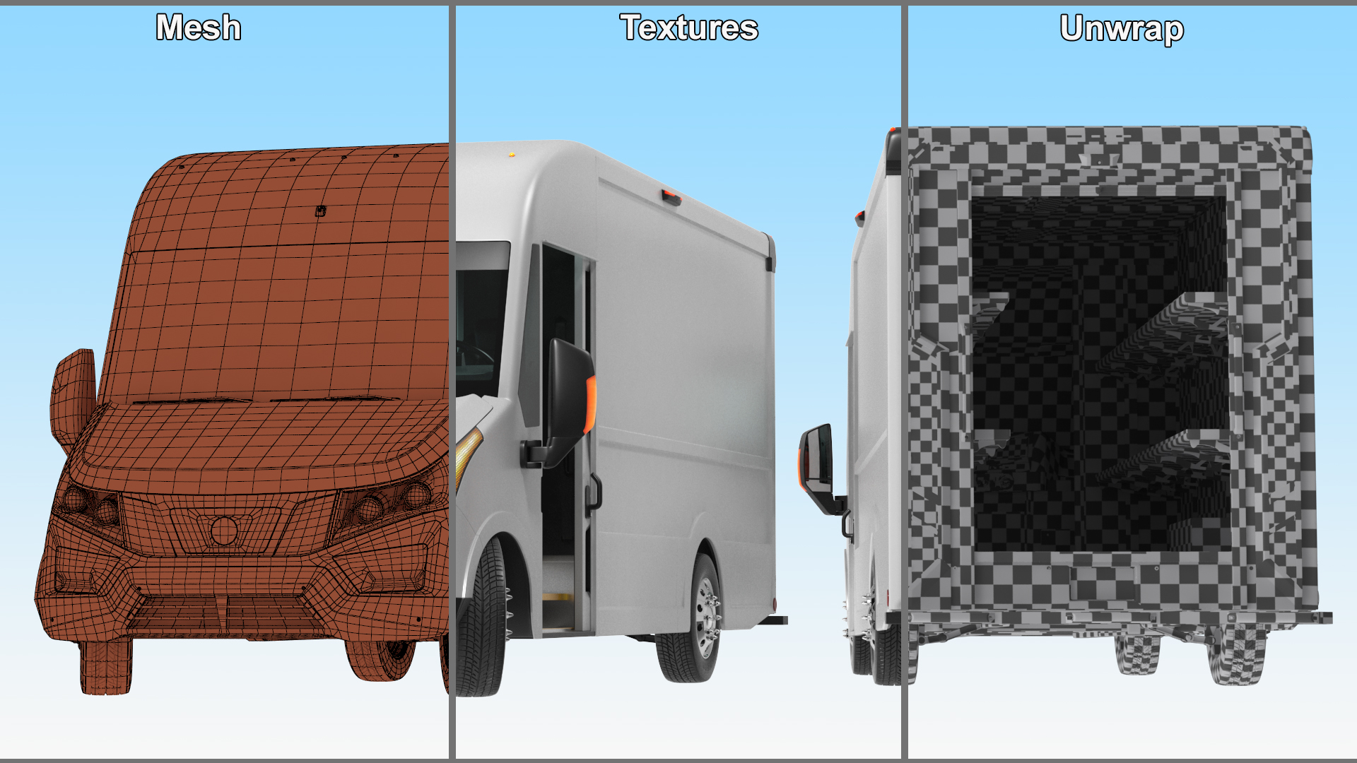 3D Urban Delivery Truck Rigged for Cinema 4D