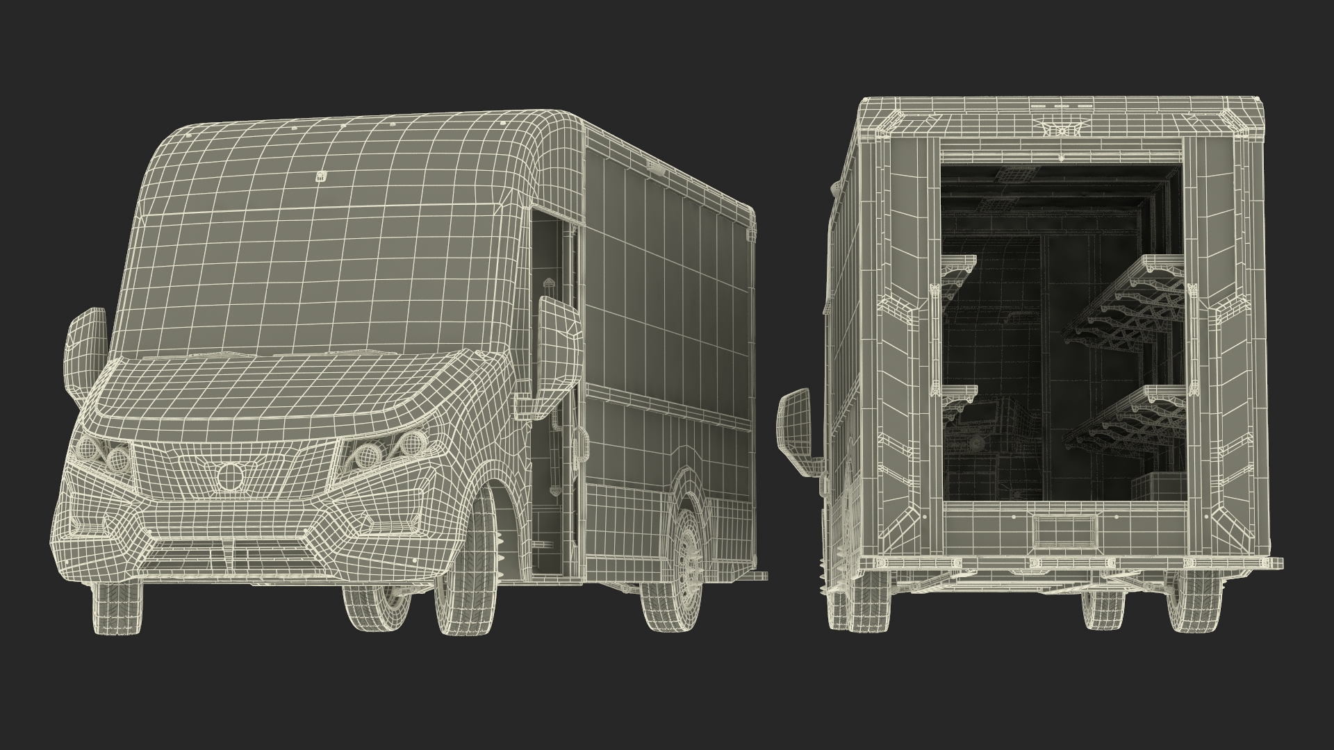 3D Urban Delivery Truck Rigged for Cinema 4D