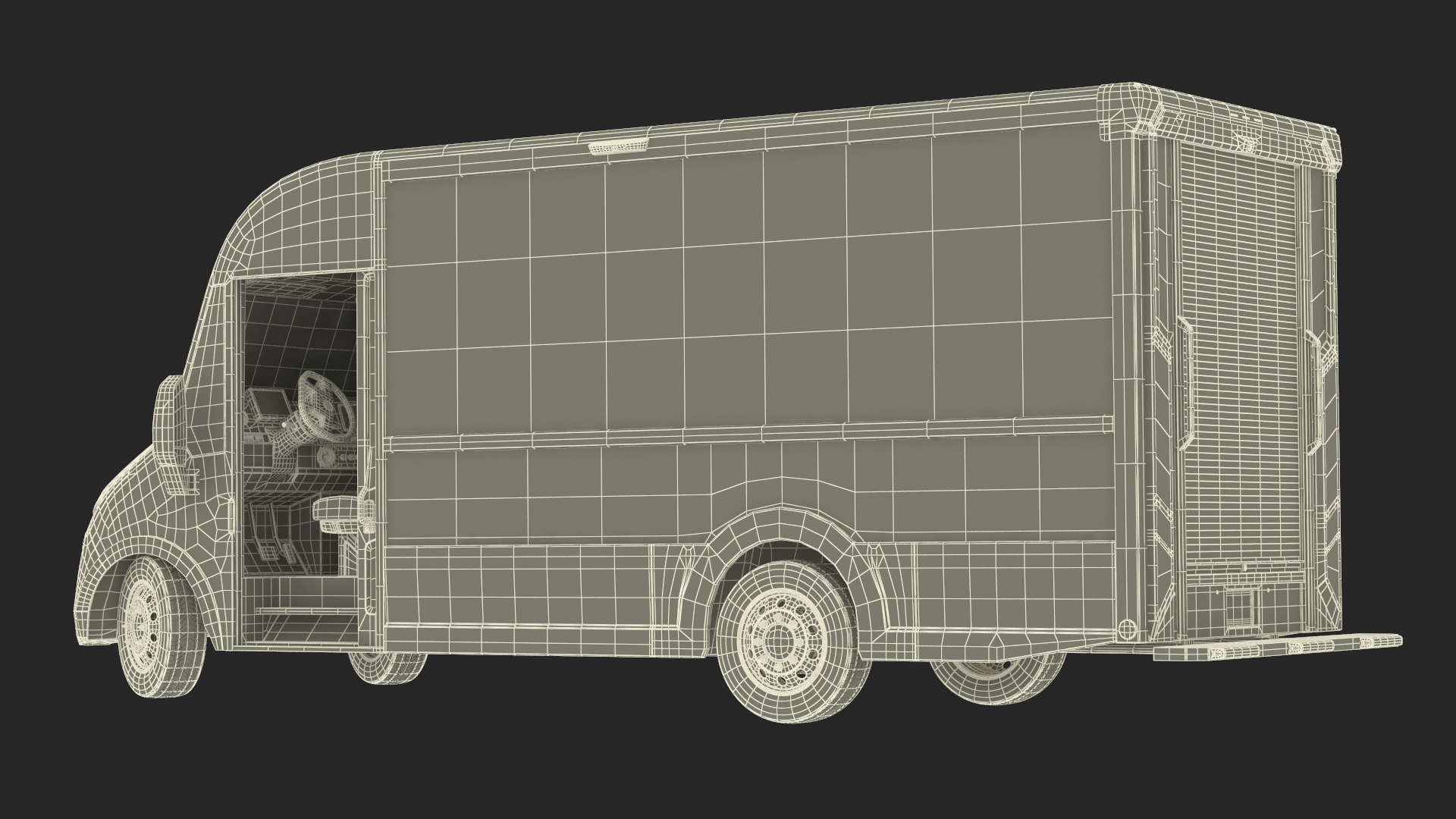 3D Urban Delivery Truck Rigged for Cinema 4D