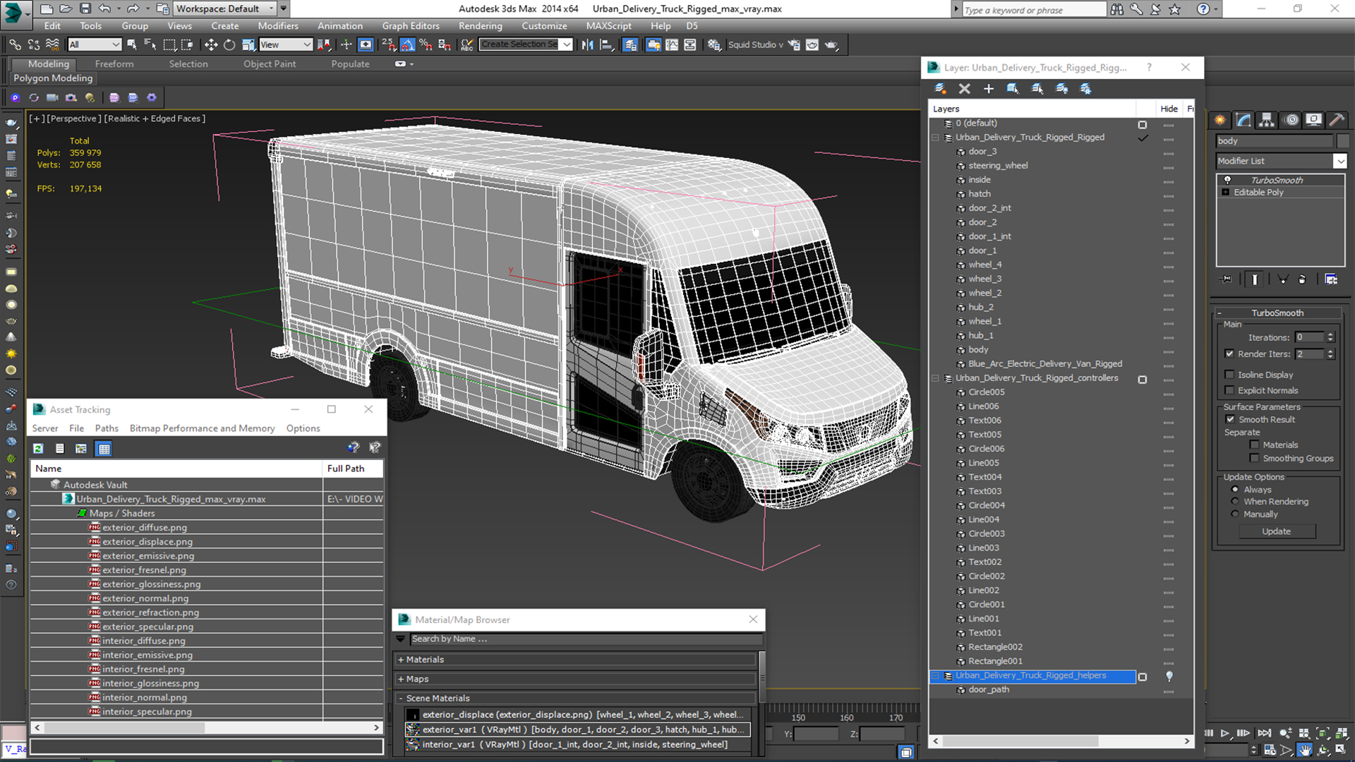 3D Urban Delivery Truck Rigged for Cinema 4D