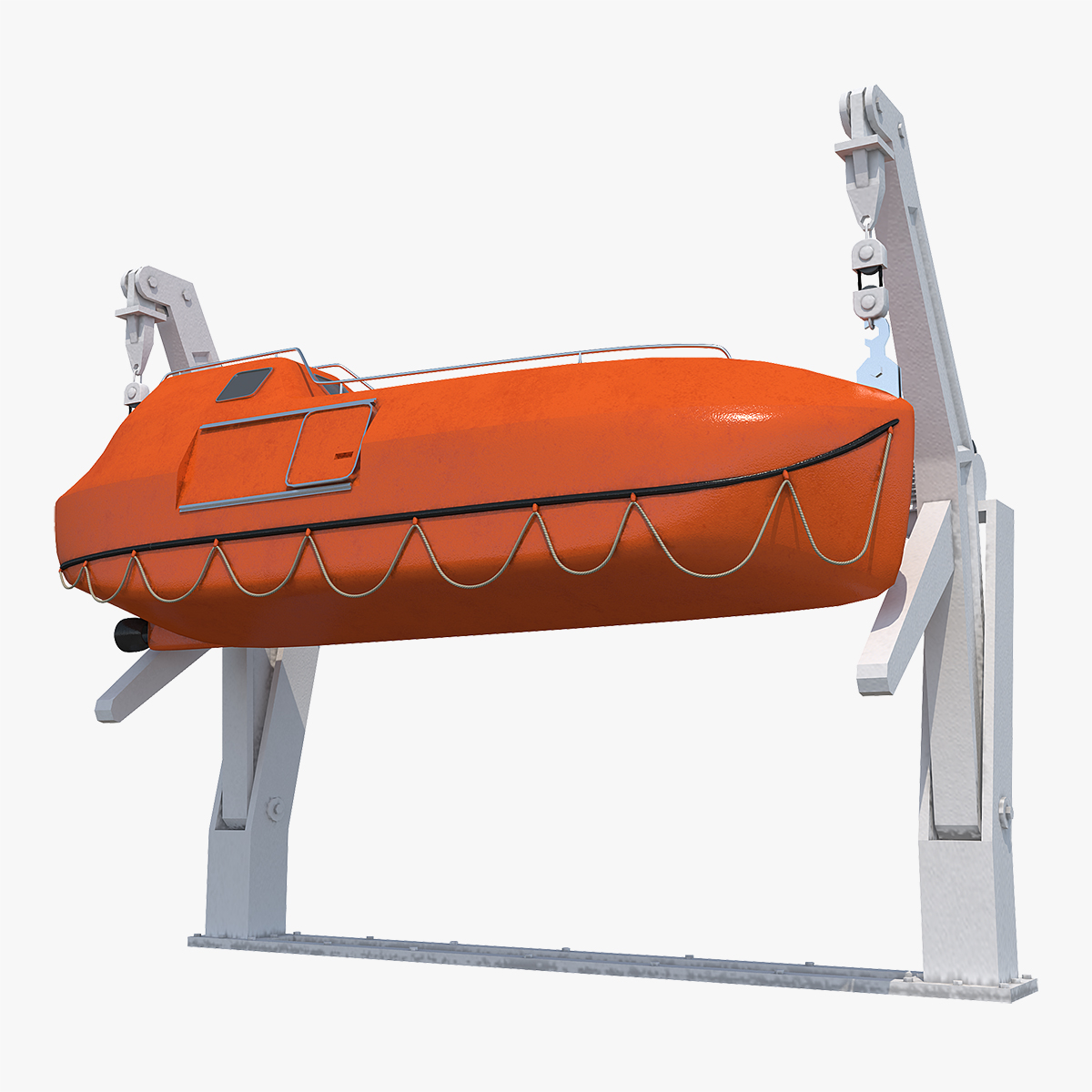 Red Lifeboat on Crane
