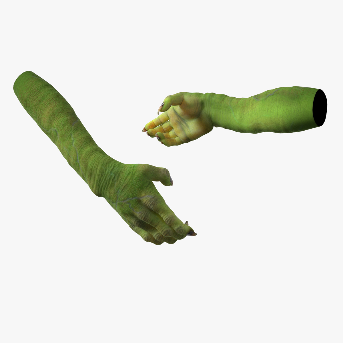 Handshake Green Goblin Hands Rigged for Cinema 4D 3D model