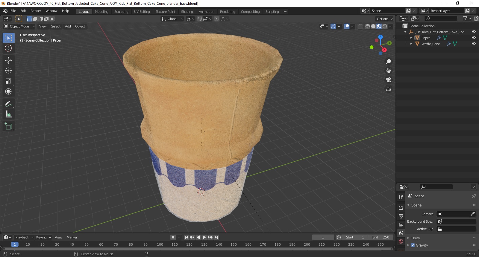 3D model JOY Kids Flat Bottom Cake Cone