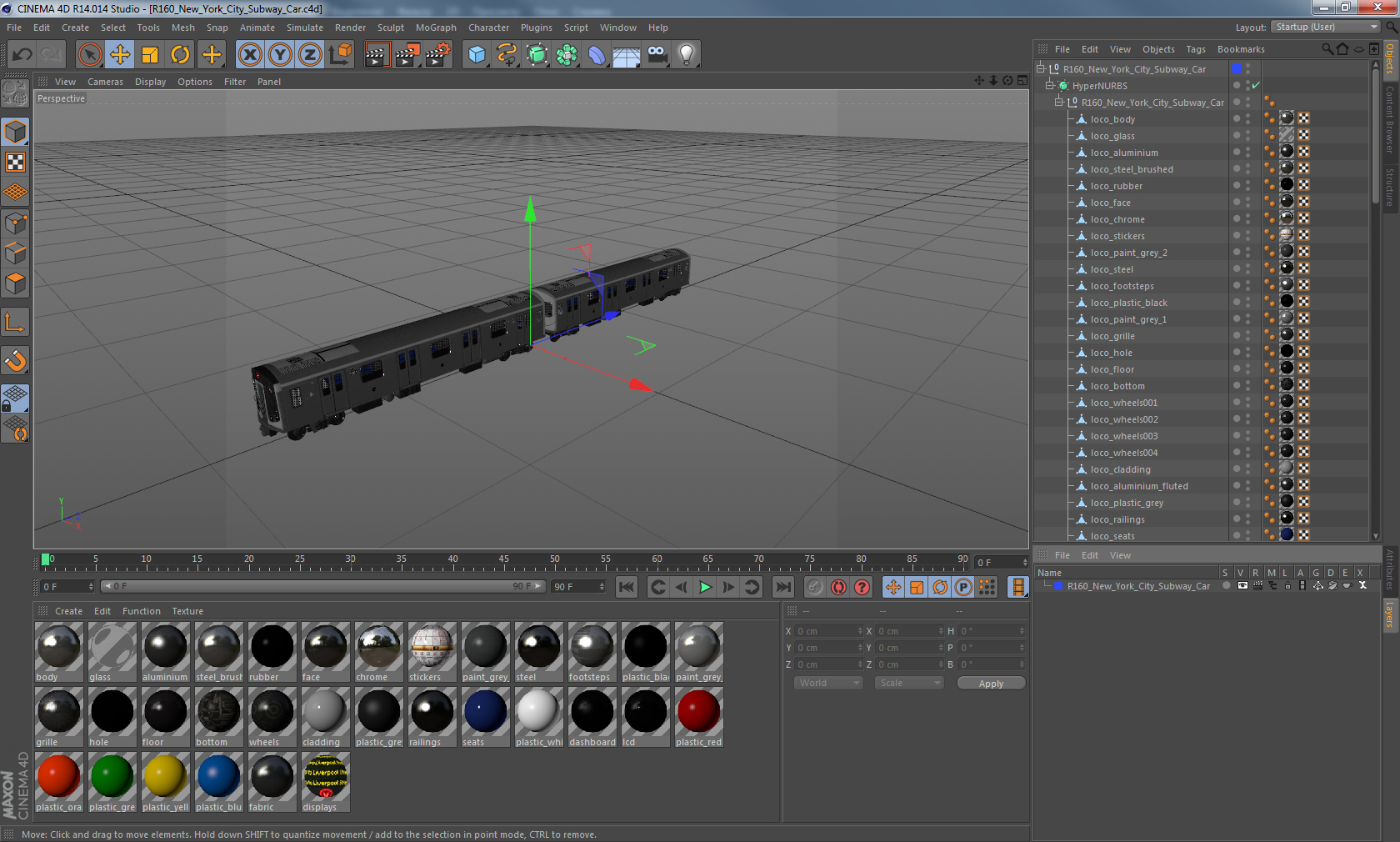 R160 New York City Subway Car 3D model
