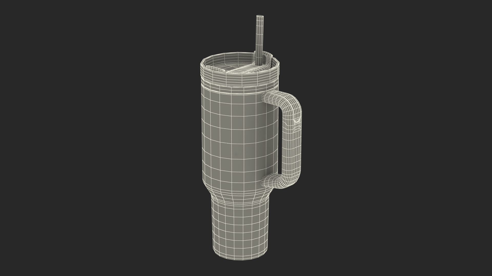 Travel Tumbler with Lid and Straw Red 3D