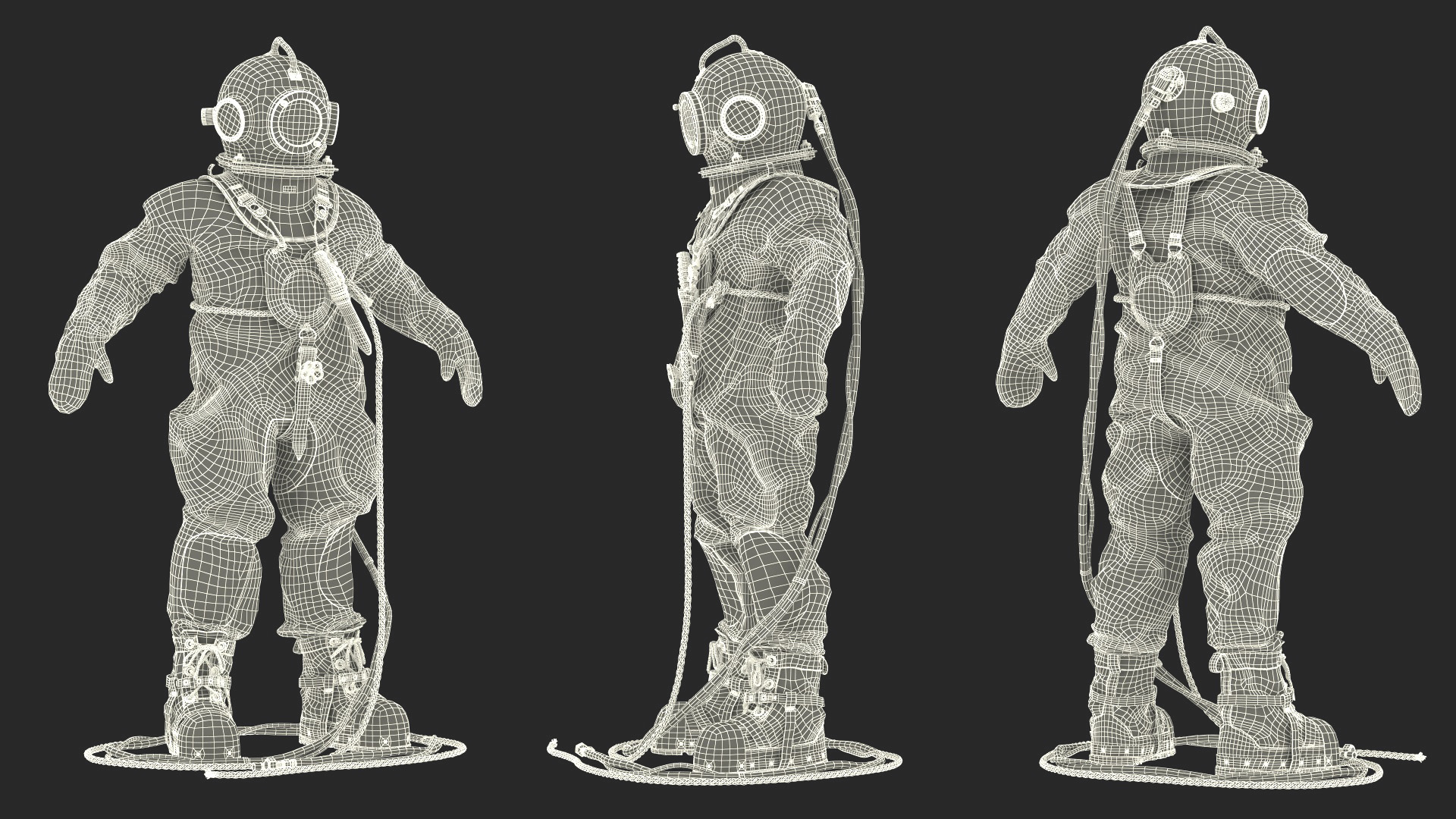 3D Old Rusty Diving Suit