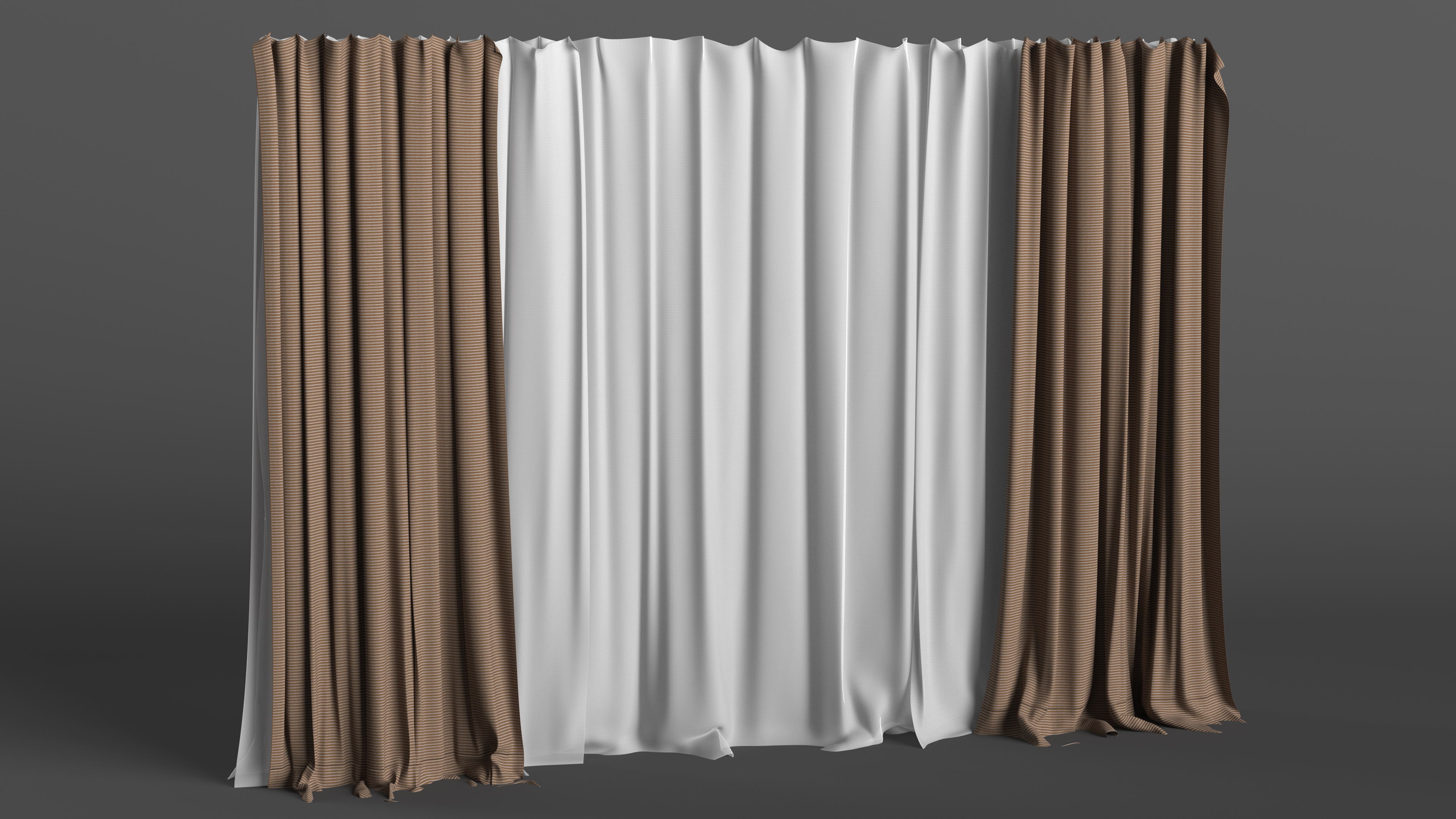 Window Curtain Set Cappuccino 3D model