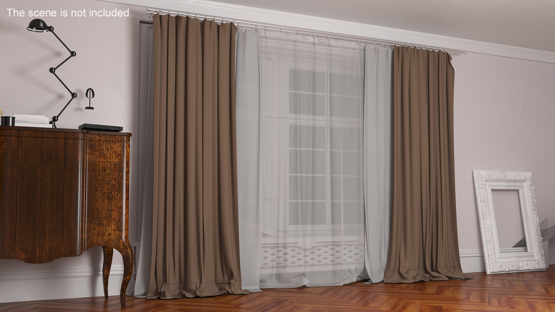 Window Curtain Set Cappuccino 3D model