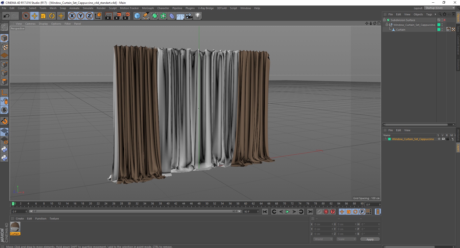 Window Curtain Set Cappuccino 3D model