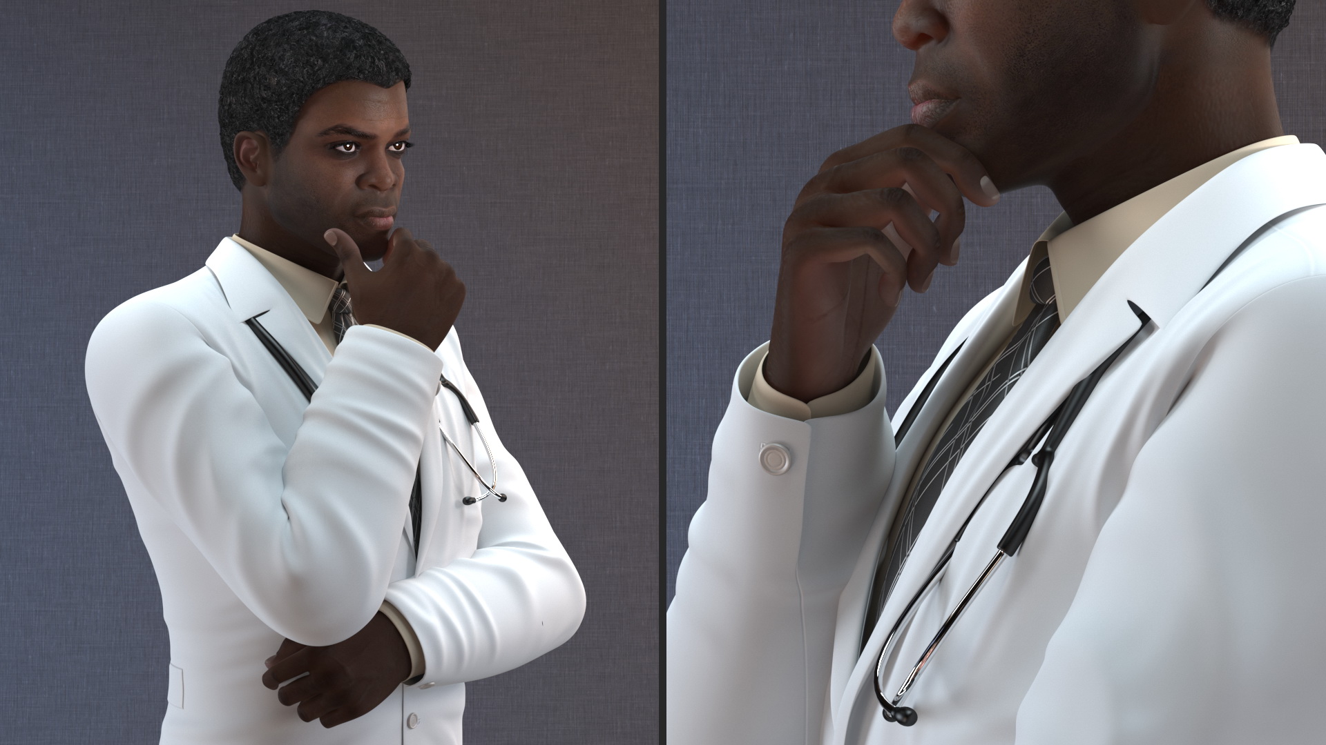 3D African American Male Doctor model
