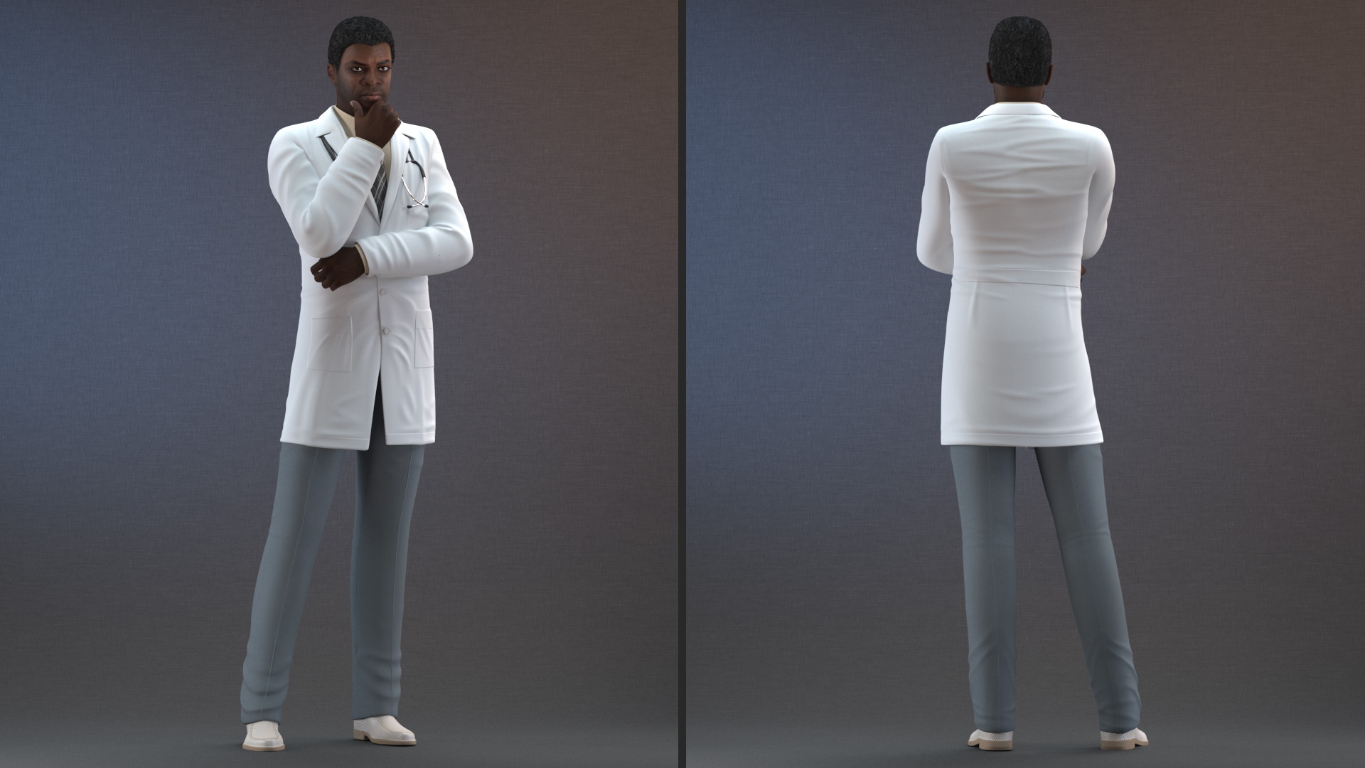 3D African American Male Doctor model