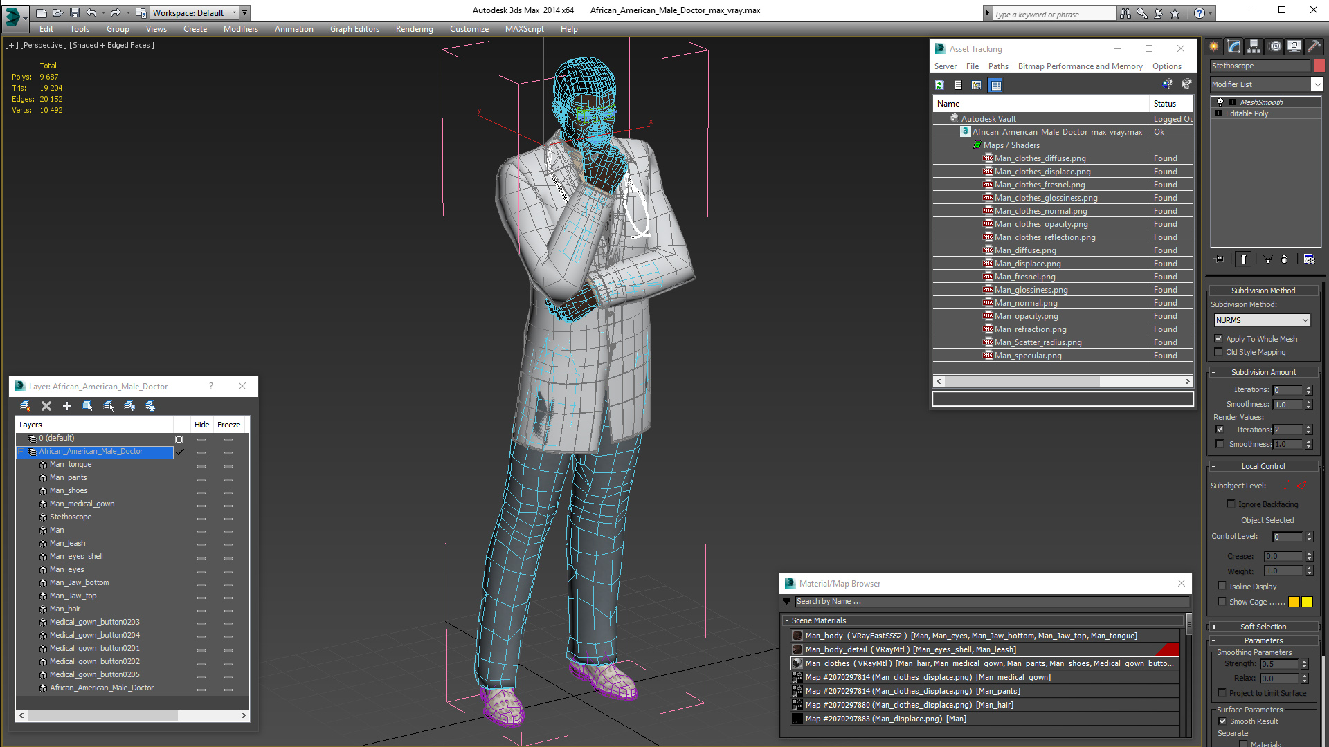 3D African American Male Doctor model