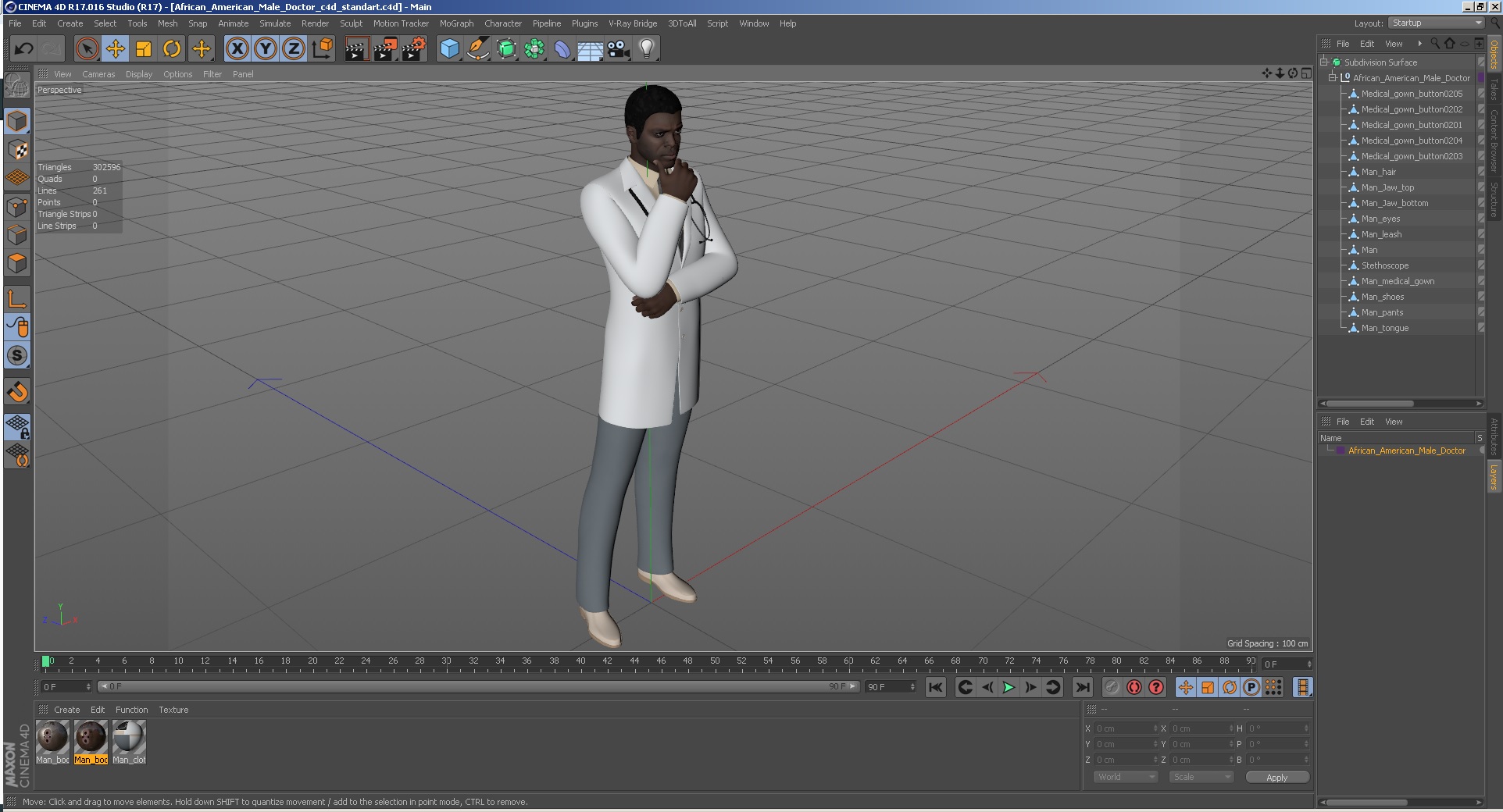 3D African American Male Doctor model