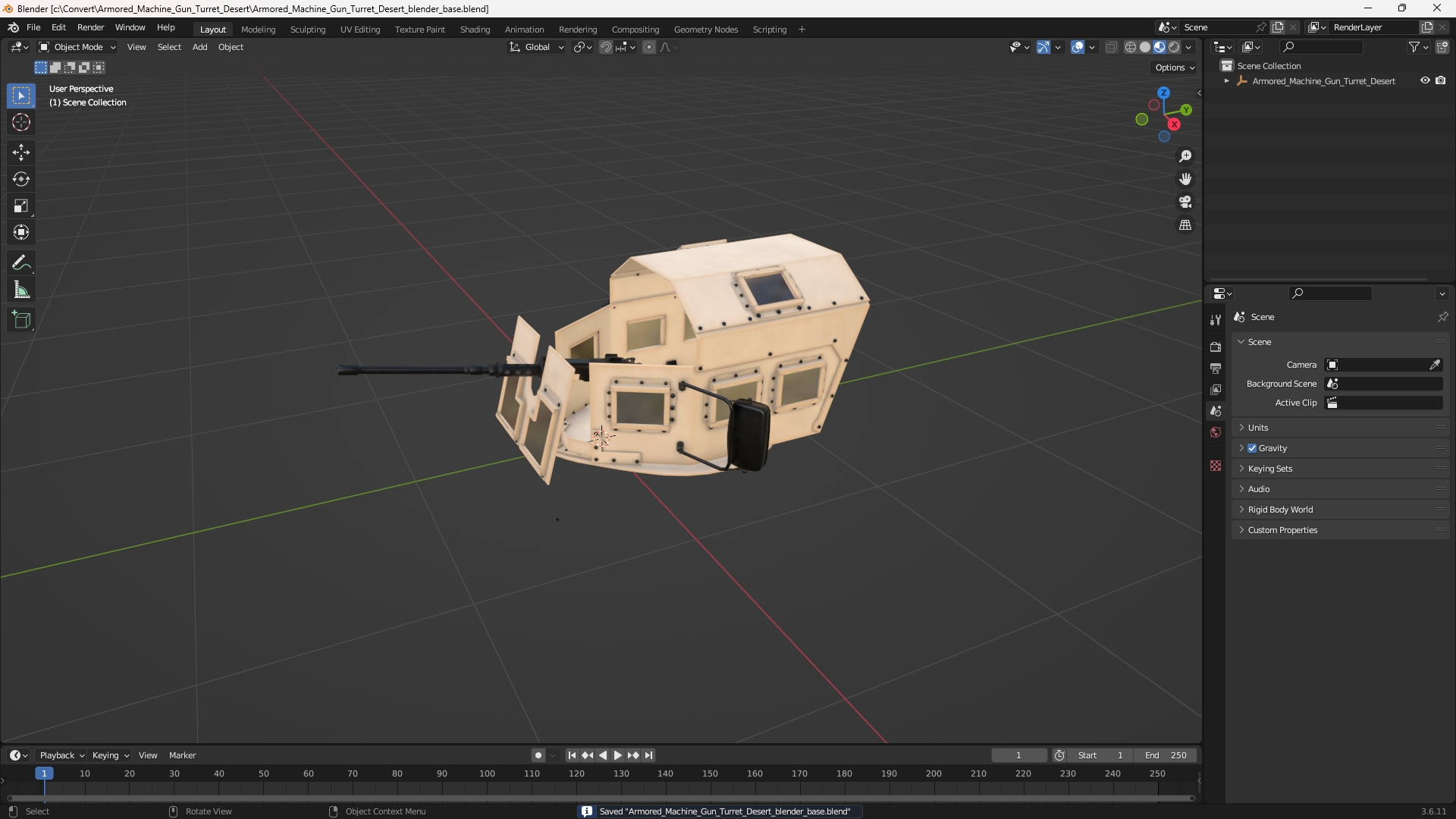 Armored Machine Gun Turret Desert, view 9