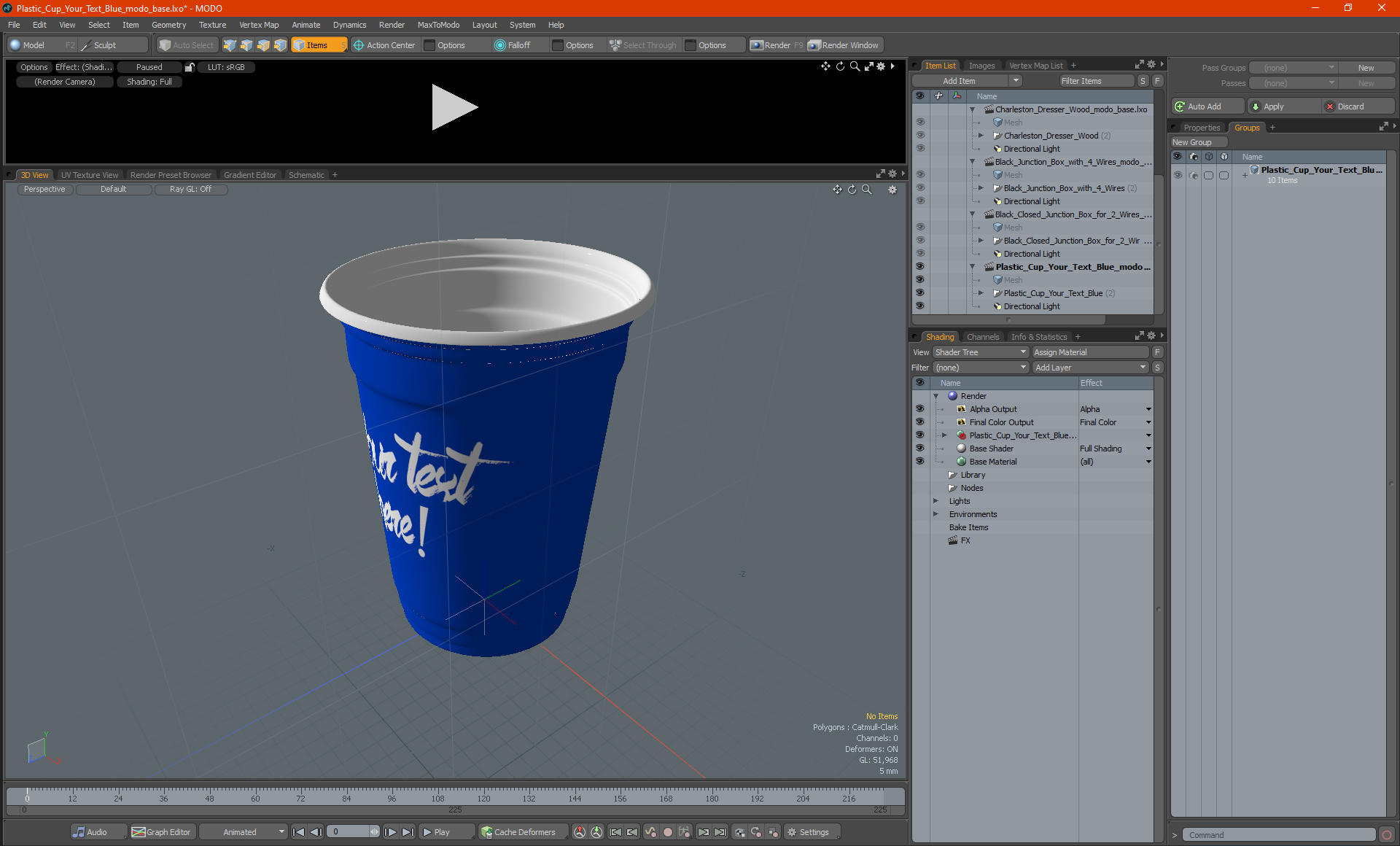 3D Plastic Cup Your Text Blue