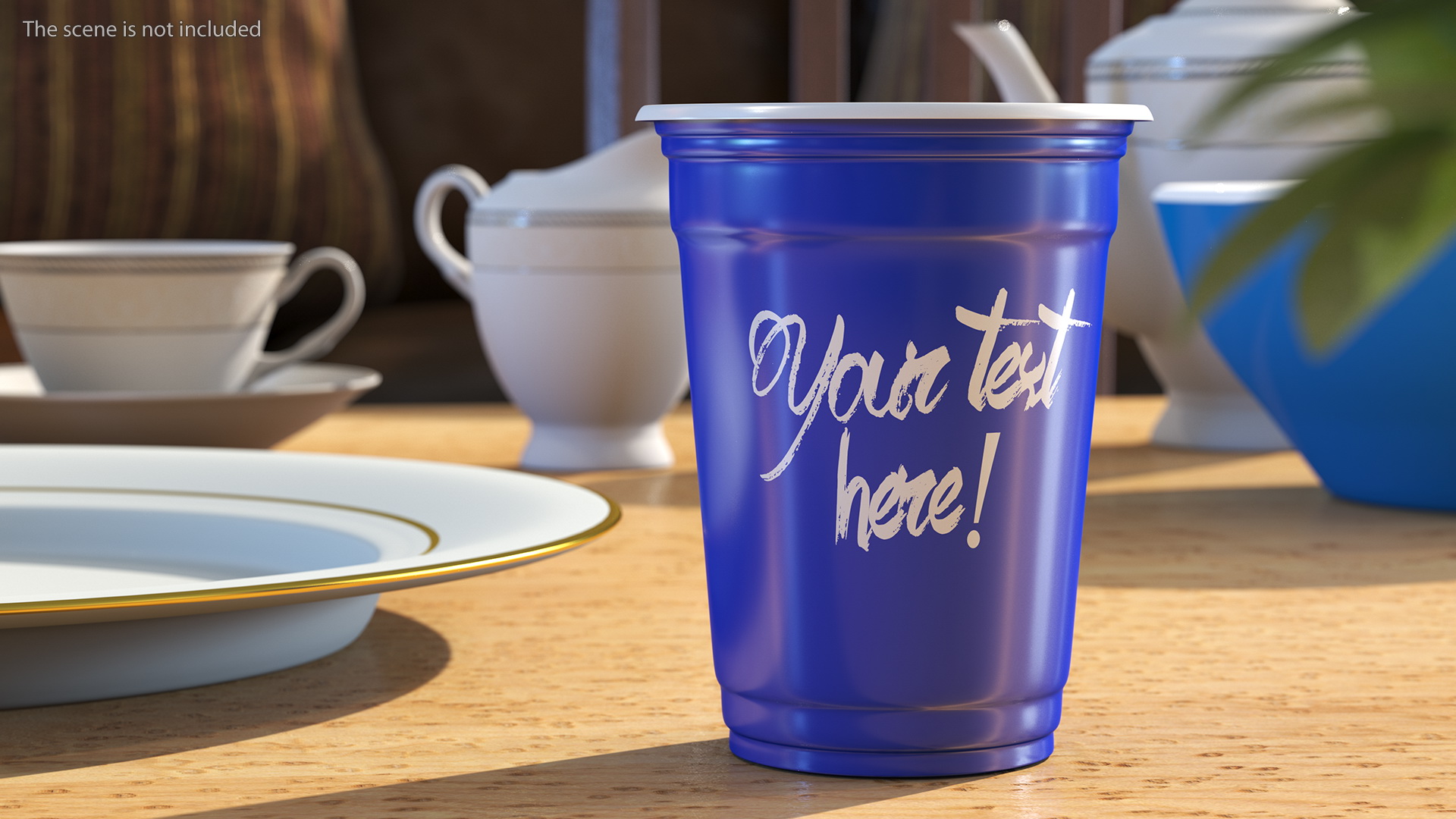 3D Plastic Cup Your Text Blue