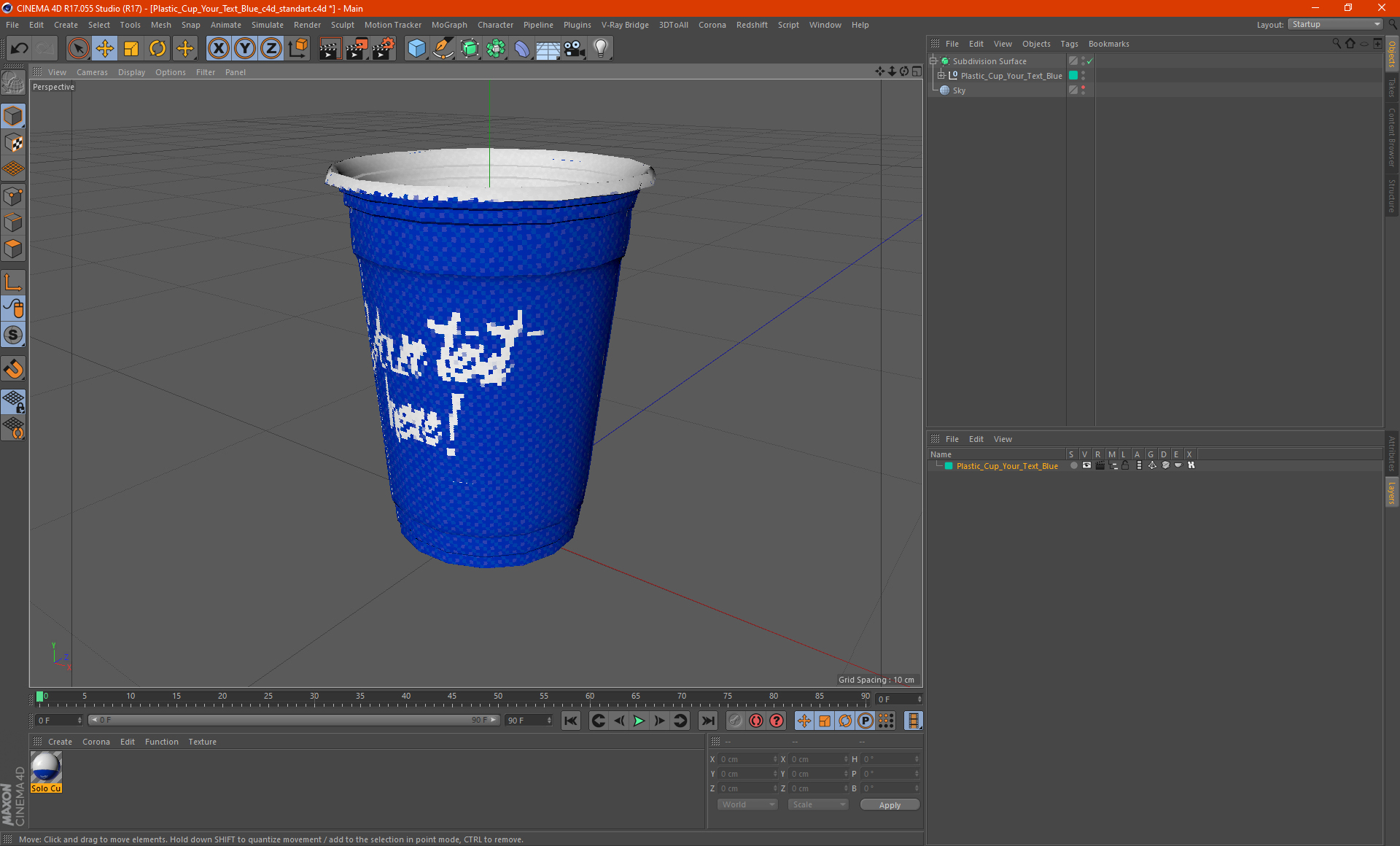 3D Plastic Cup Your Text Blue