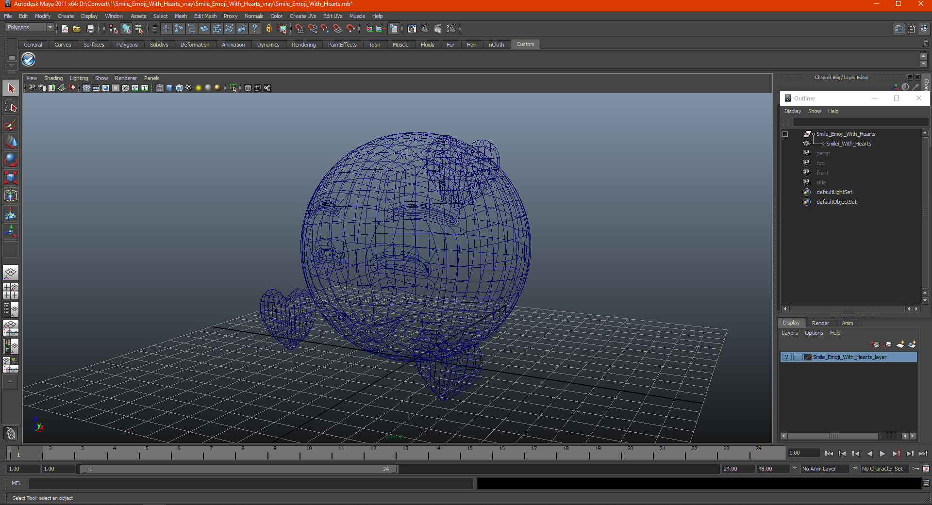 3D Smile Emoji With Hearts model