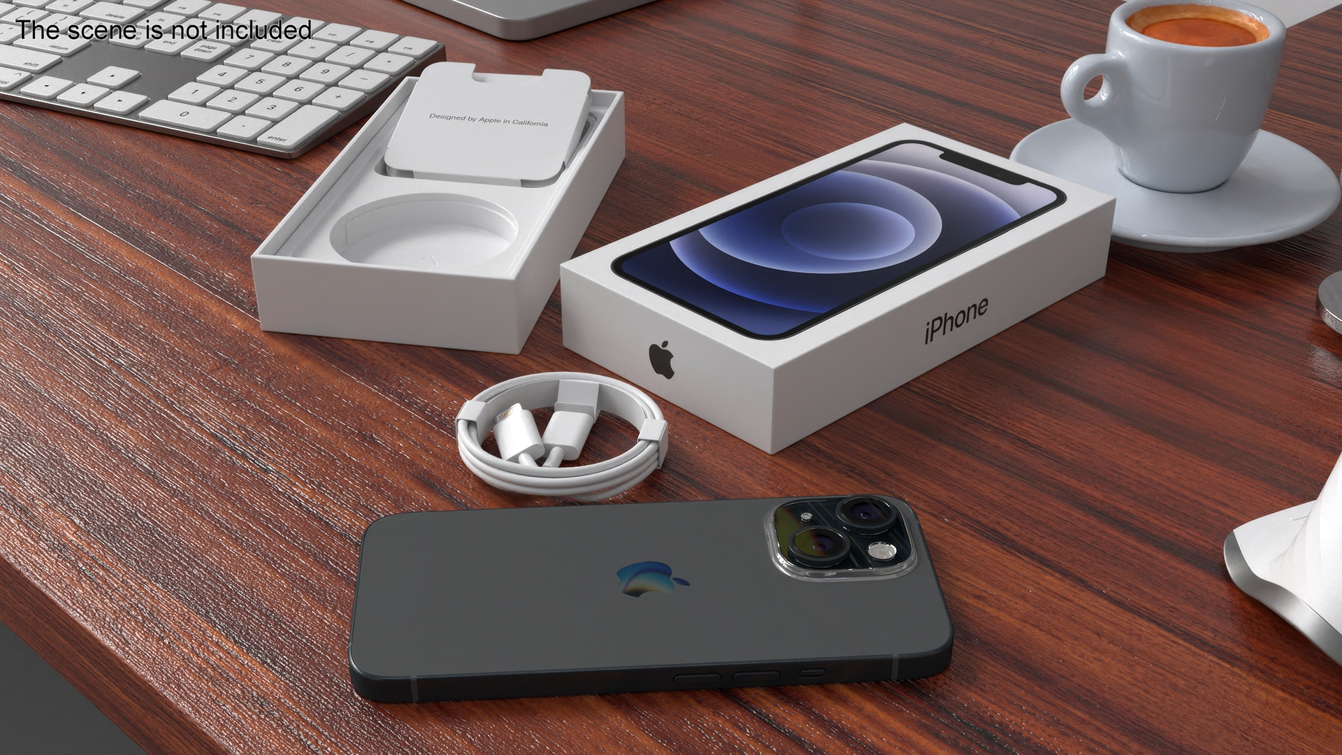 3D IPhone 15 Black Unboxed model