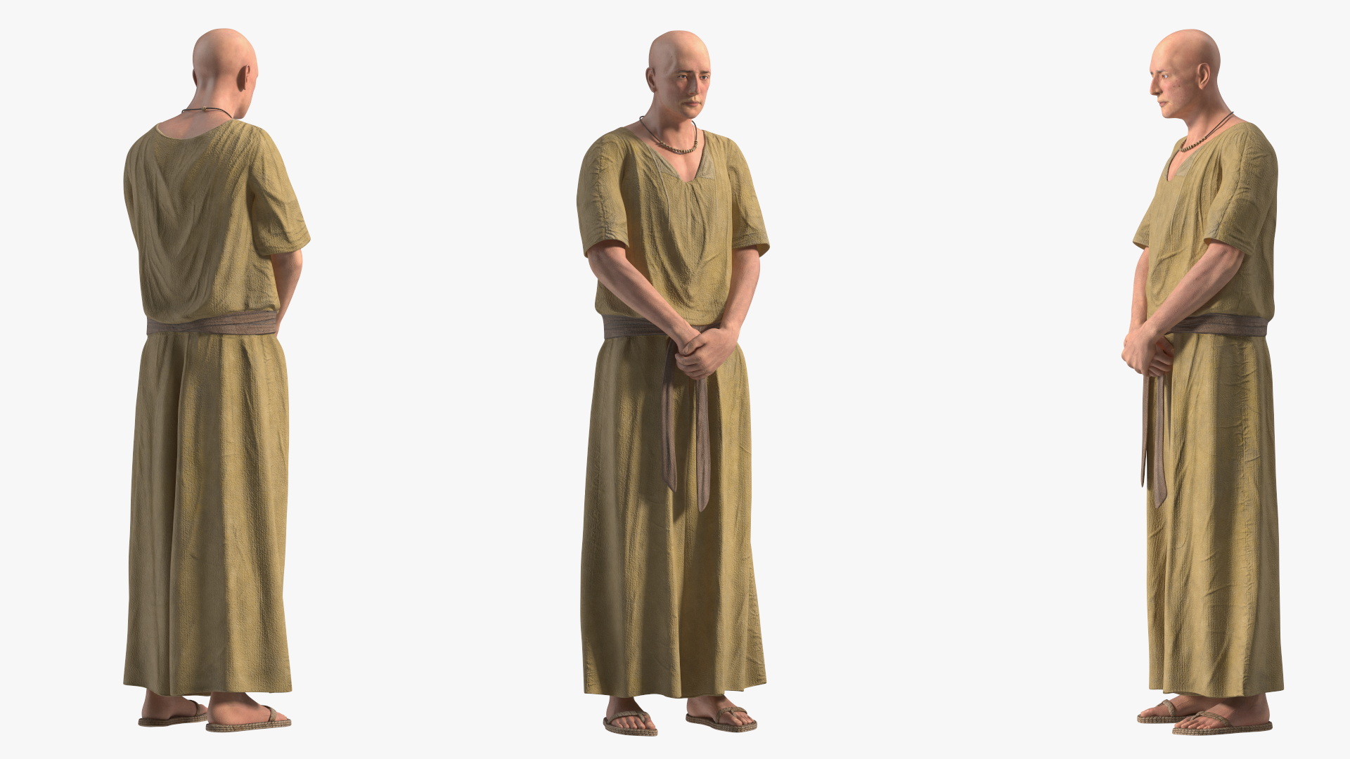 Ancient Priest Mourns an Altar with a Sarcophagus 3D model