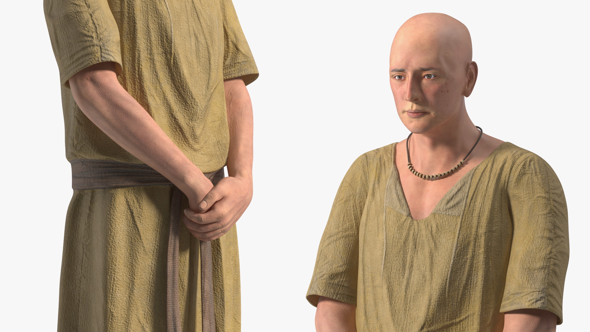 Ancient Priest Mourns an Altar with a Sarcophagus 3D model