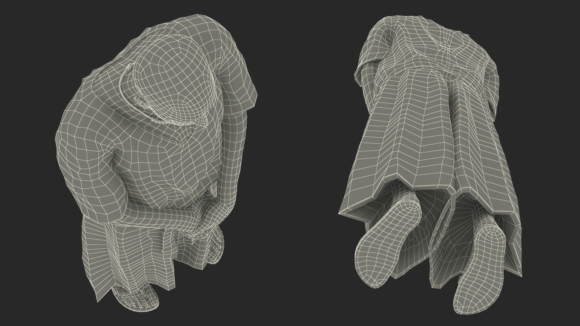 Ancient Priest Mourns an Altar with a Sarcophagus 3D model