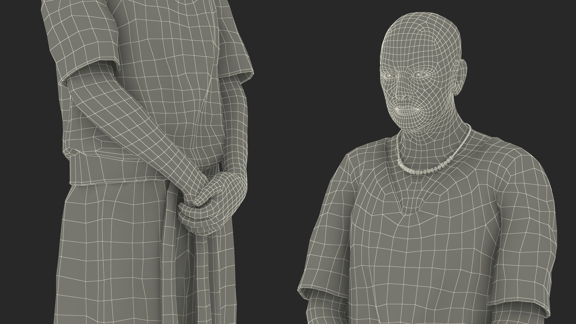 Ancient Priest Mourns an Altar with a Sarcophagus 3D model